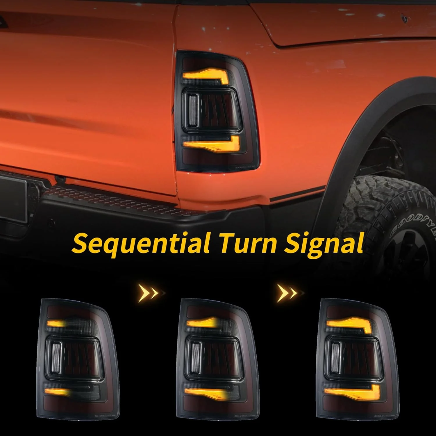 2009-2018 RAM 1500 2500 3500 LED Taillights Amber Sequential Turn Signal - Image 5