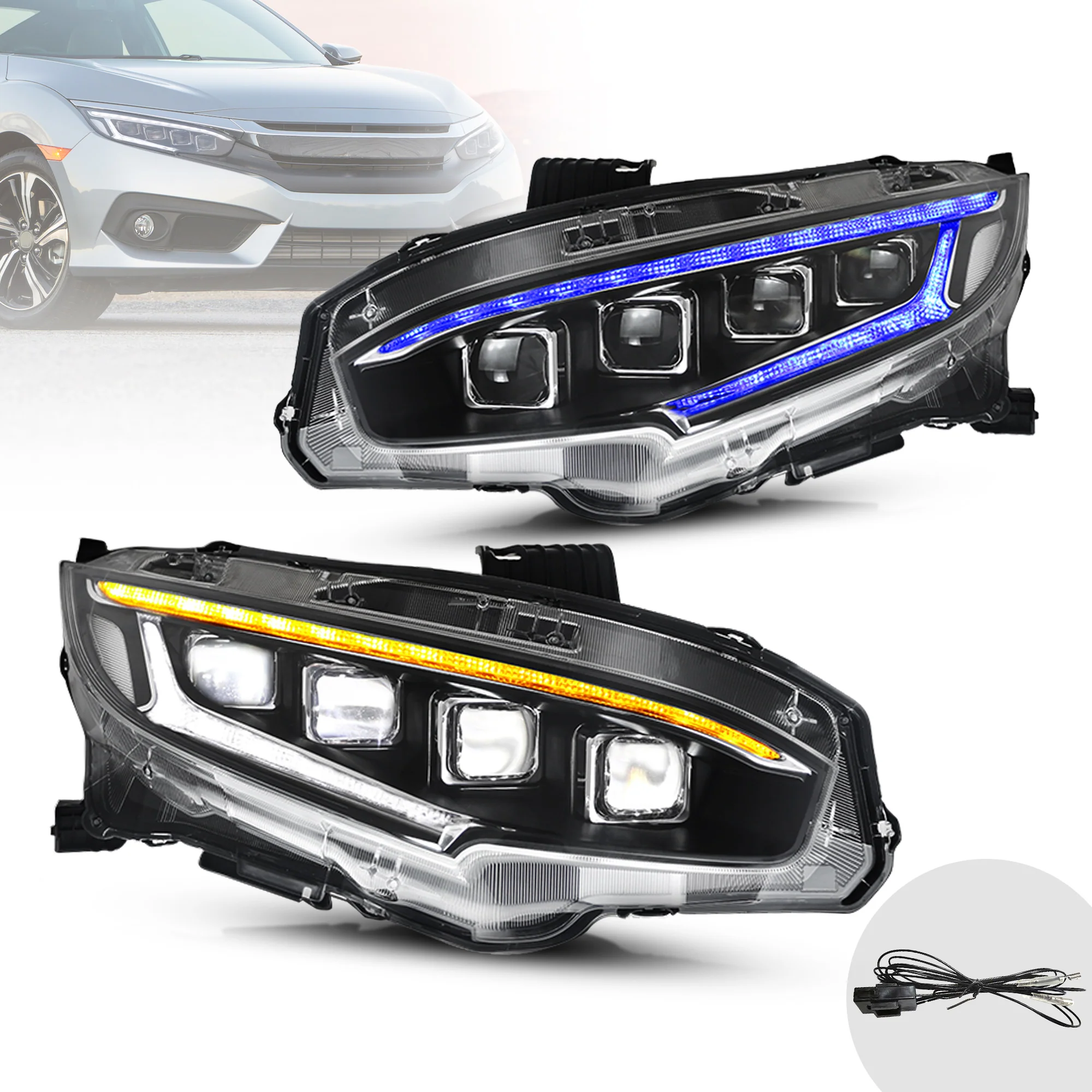 2016-2021 Honda Civic LED Front Headlights [Sedan, Hatchback, Coupe] - Image 10