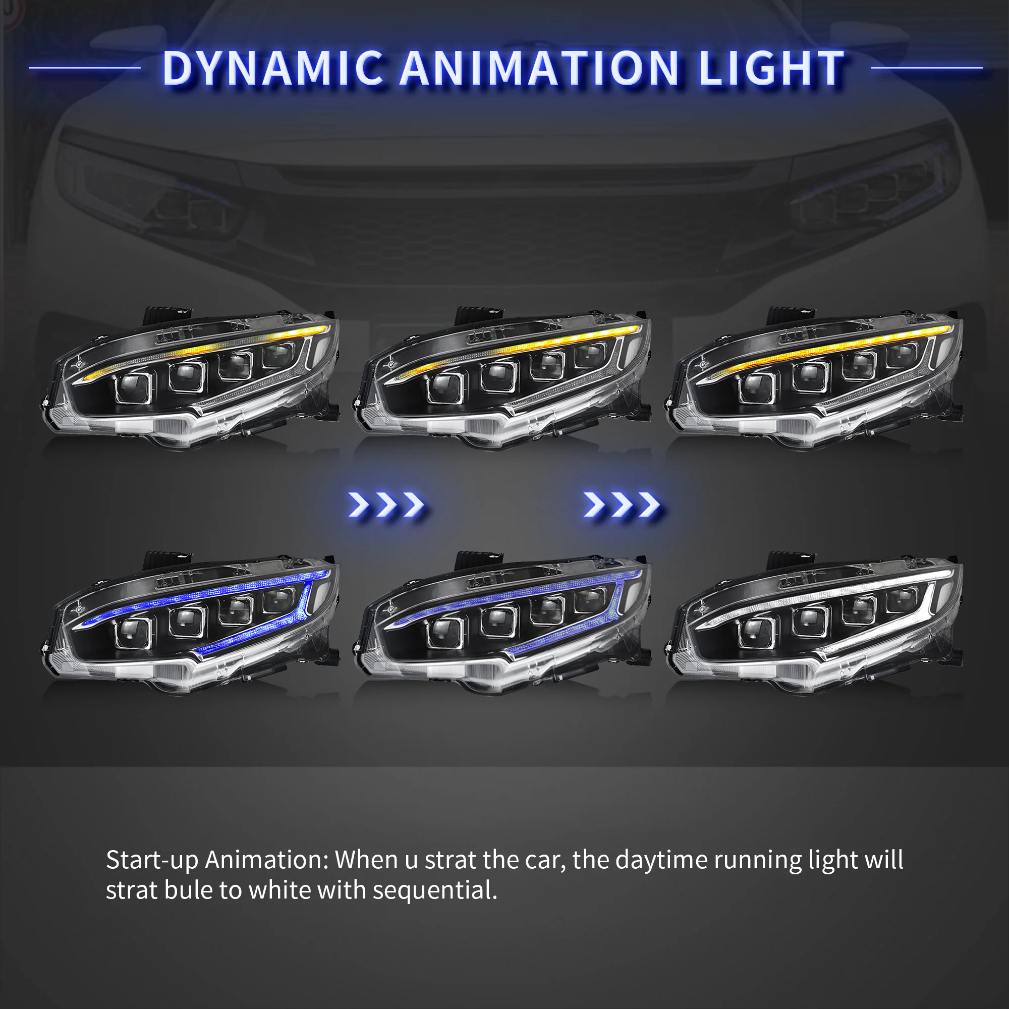 2016-2021 Honda Civic LED Front Headlights [Sedan, Hatchback, Coupe] - Image 3