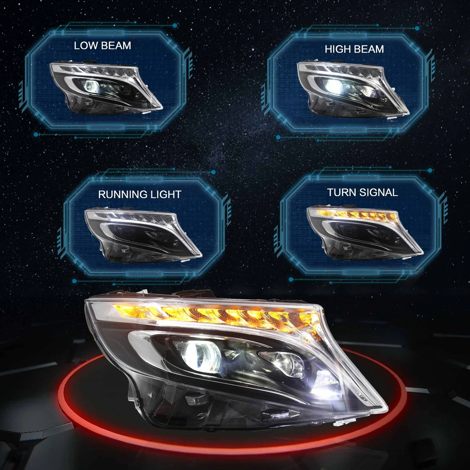 2015-2023 Mercedes Benz V-Class Vito W447 LED Headlights - Image 2