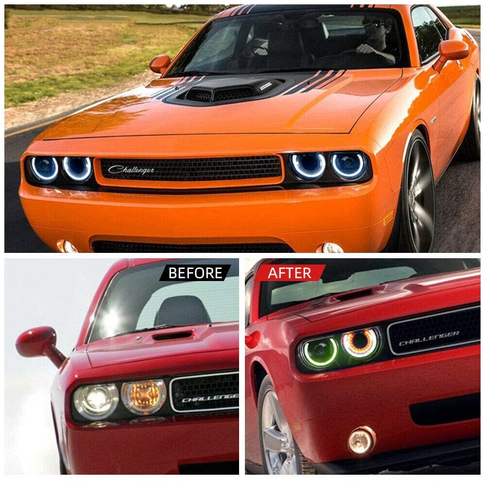 VLAND LED Halo Headlights(RGB)+Taillights For Dodge Challenger 2008-2014 - Image 5