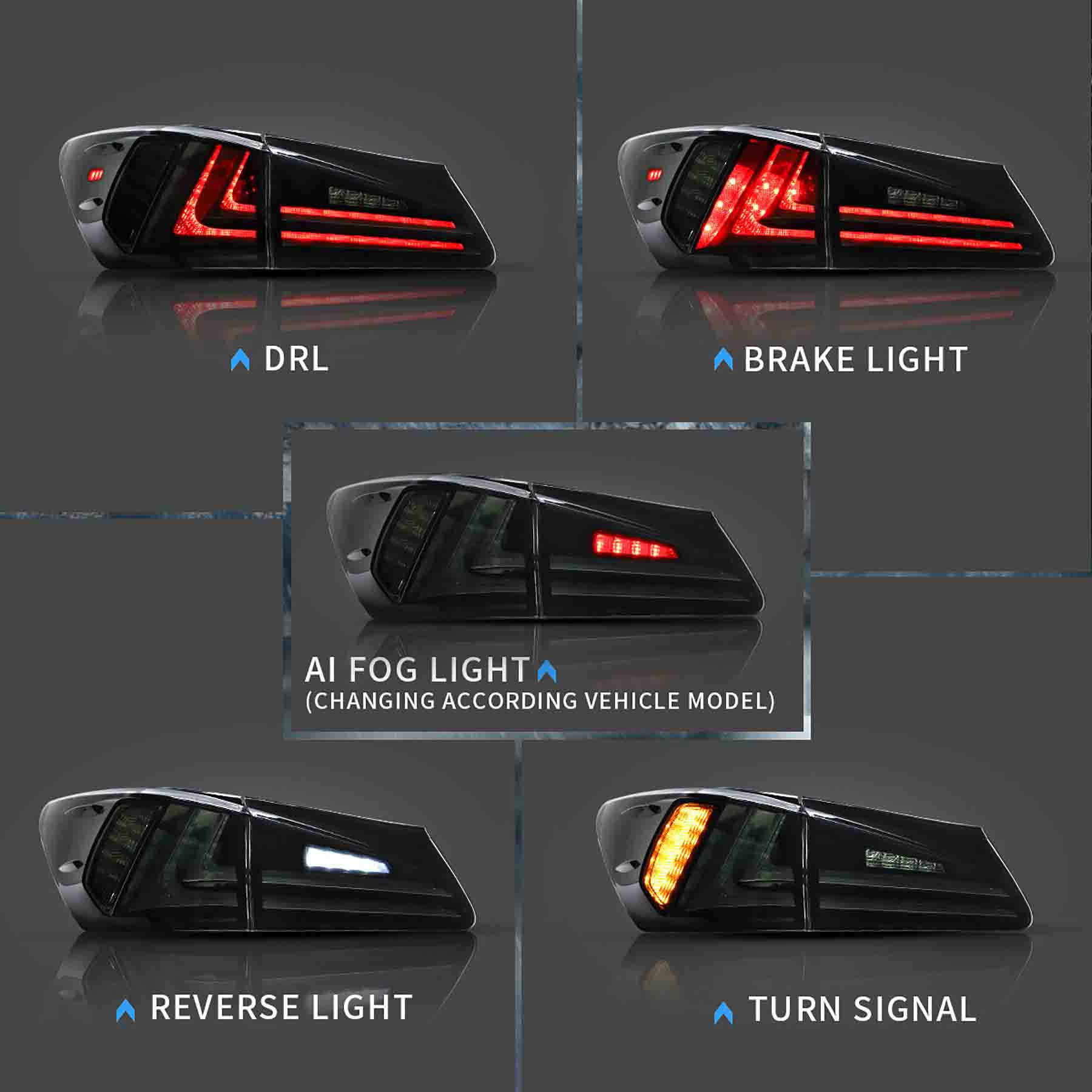 VLAND Full LED Headlights And Taillights For Lexus IS250 IS350 ISF 2006-2013 - Image 6