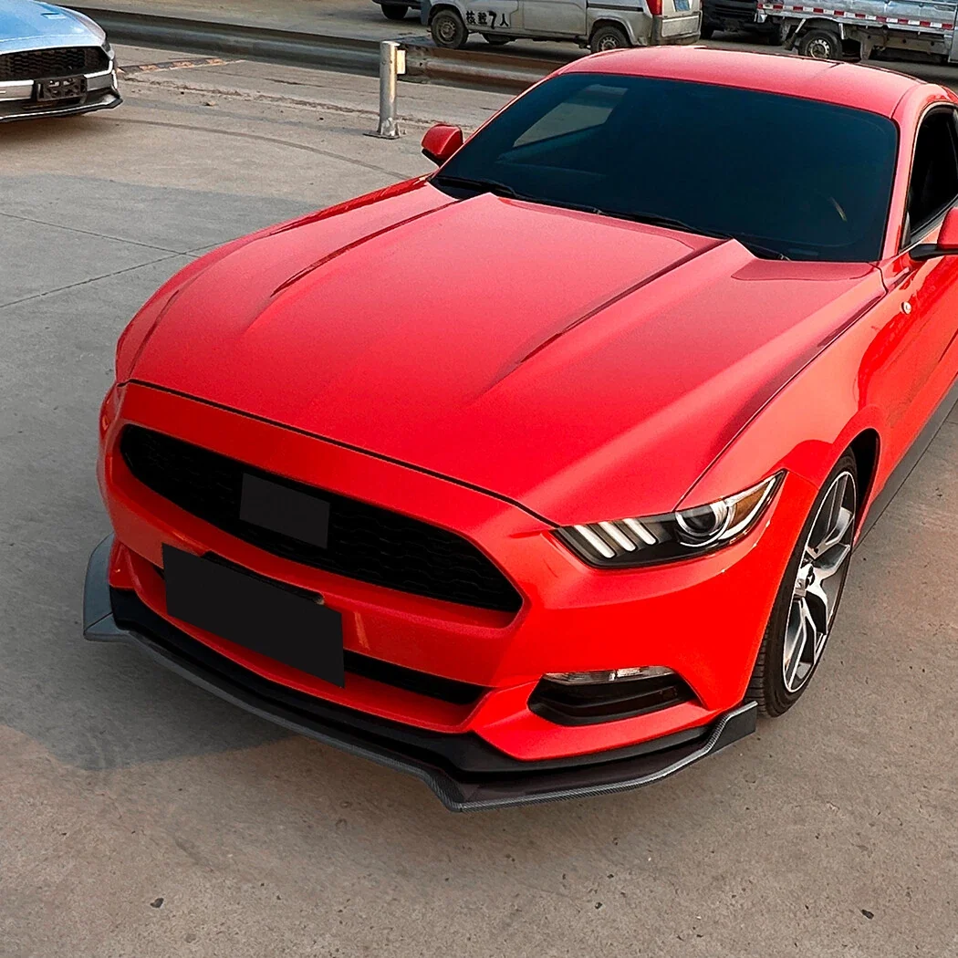 MP Style Front Bumper Lip Spoiler for Ford Mustang 2015-2017 - 3-Piece Aerodynamic Front Splitter Kit (Matte Black) - Image 5