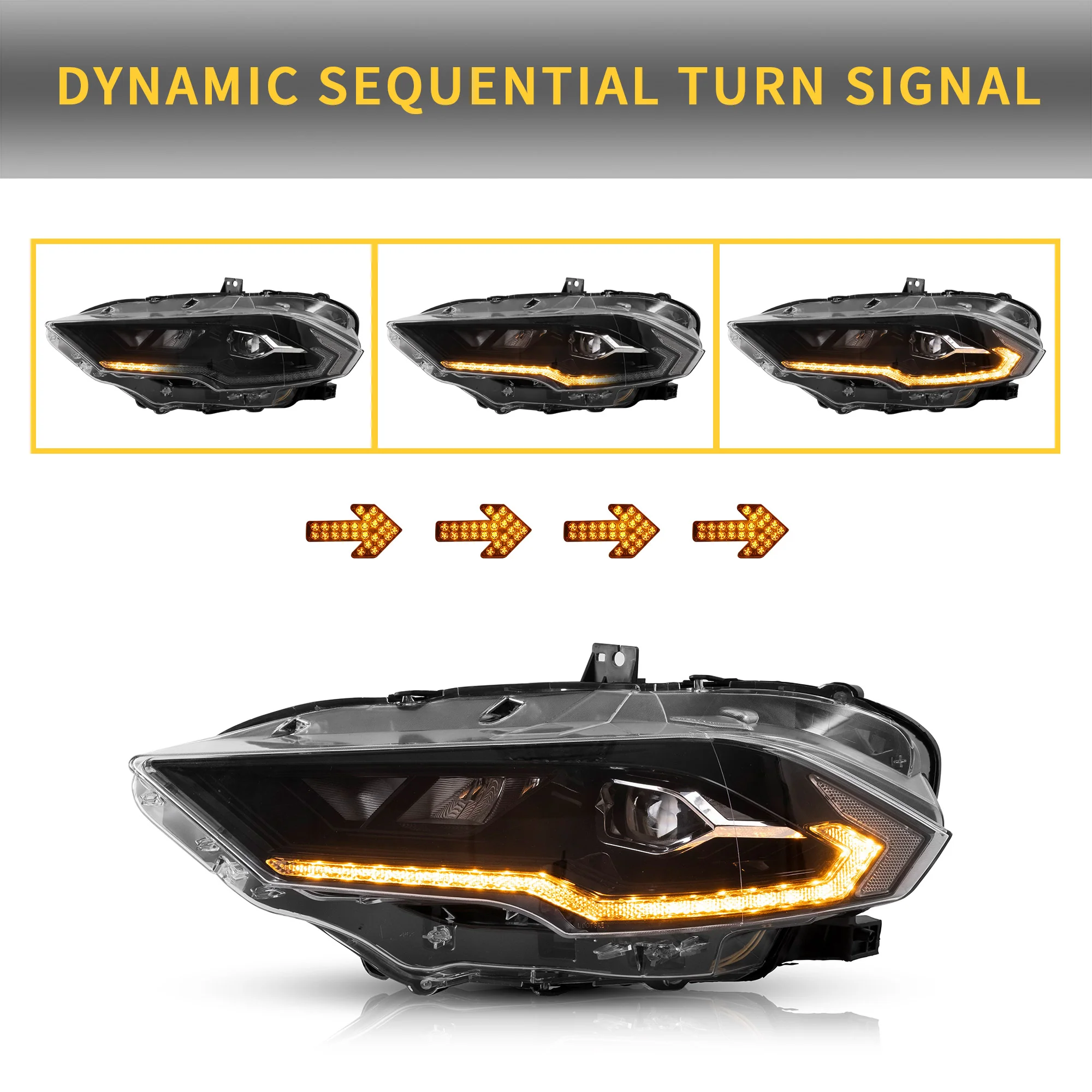 VLAND LED Projector Headlights For Ford Mustang 2018-2023 Aftermarket Front Lamps - Image 6