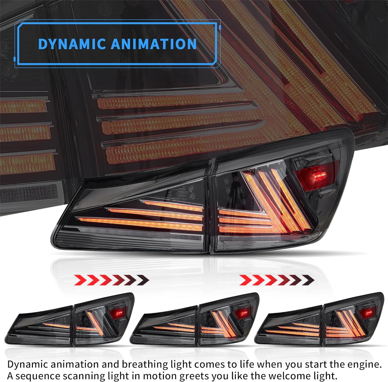 VLAND Full LED Headlights + Taillights For 2006-2013 Lexus IS 250 350 F - Image 8