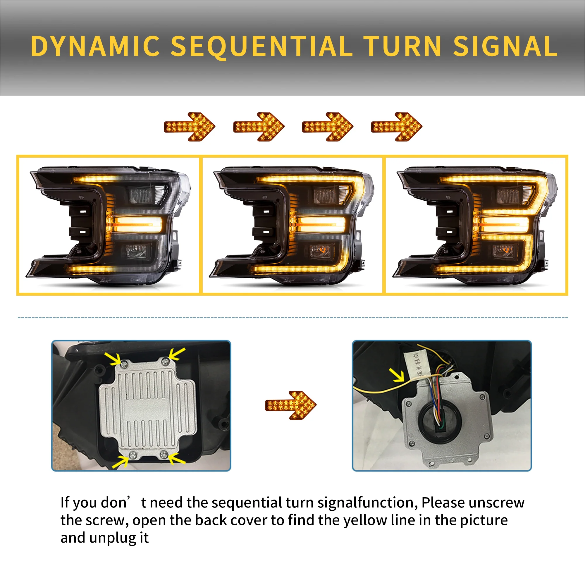 VLAND LED Headlights For 2018-2020 Ford F150 w/sequential turn signal - Image 5