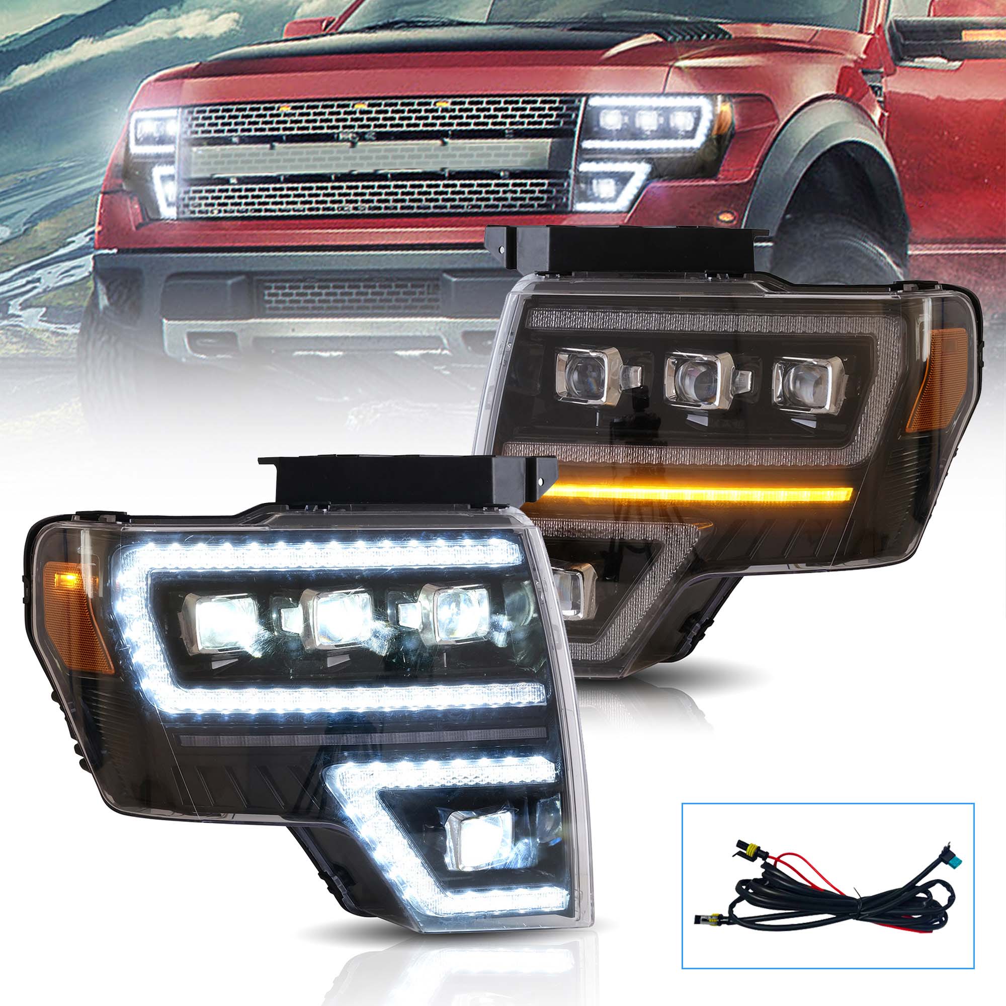 VLAND LED Projector Headlights For 2009-2014 Ford F150 - Image 2