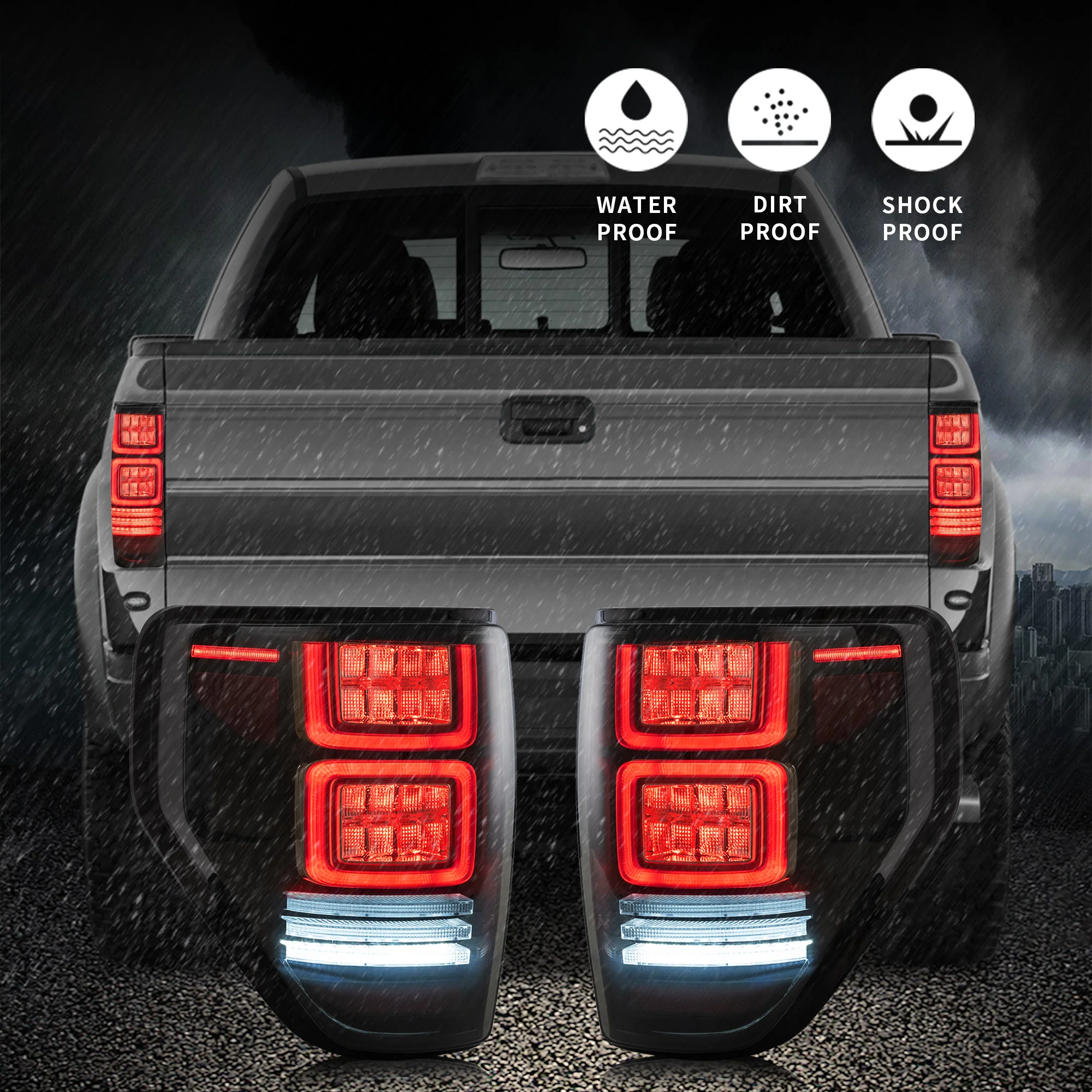 VLAND LED Tail Lights For 2009-2014 Ford F150 W/Red Turn Signal - Image 7