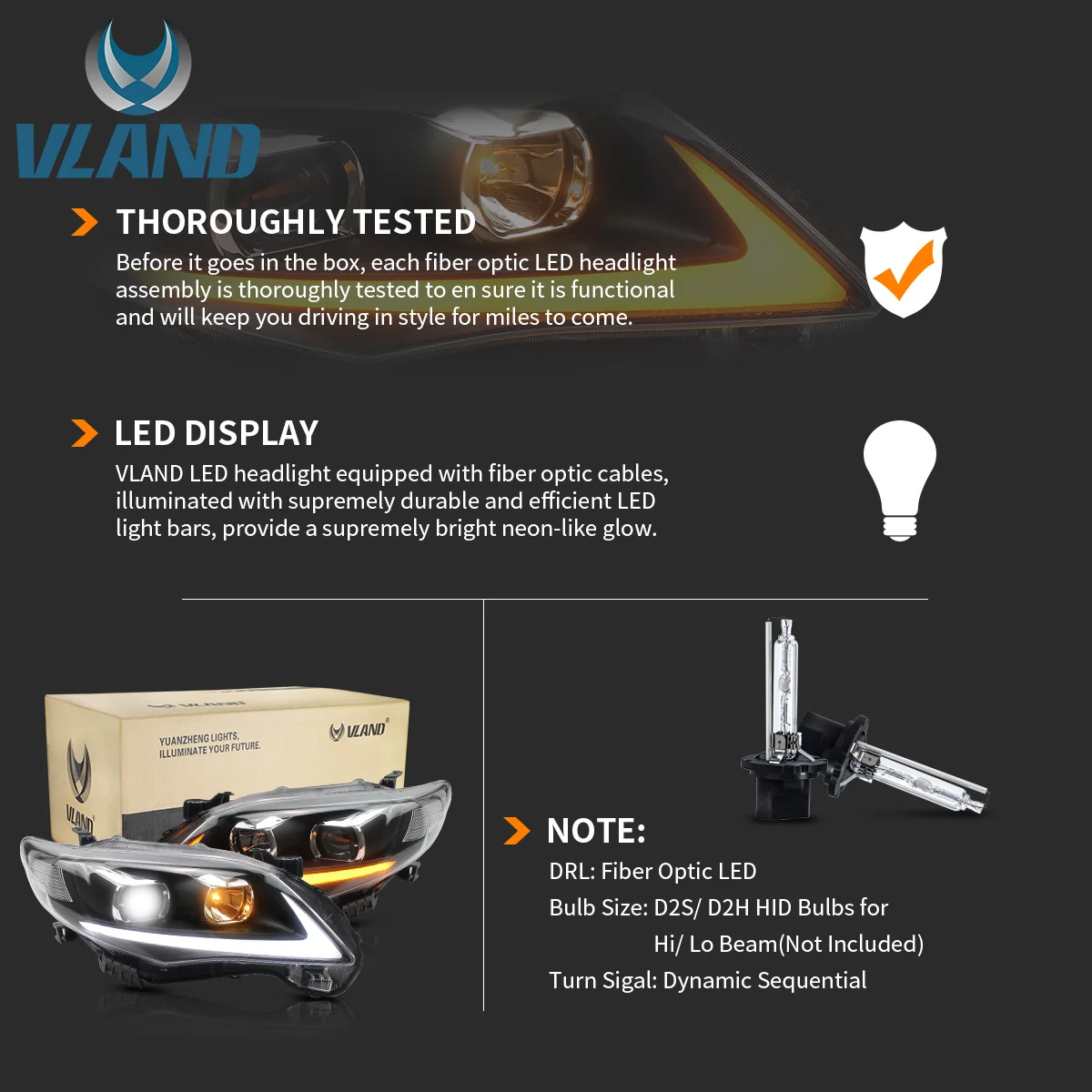 VLAND LED Headlights For 2011 2012 2013 Toyota Corolla (E140/E150) 10th Gen facelift - Image 8