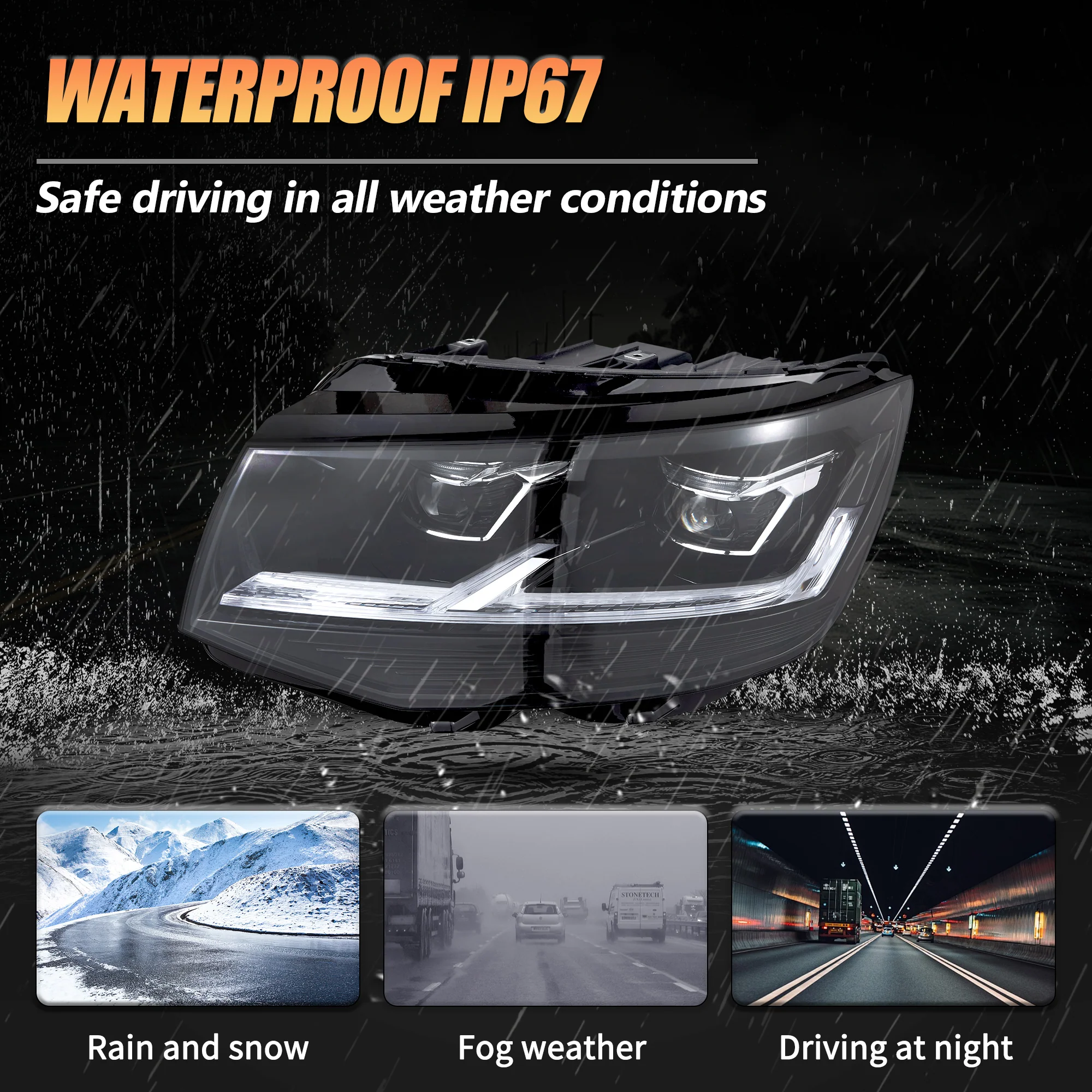 VLAND LED Headlights For 2015-2019 Volkswagen Transporter T6 - Image 4