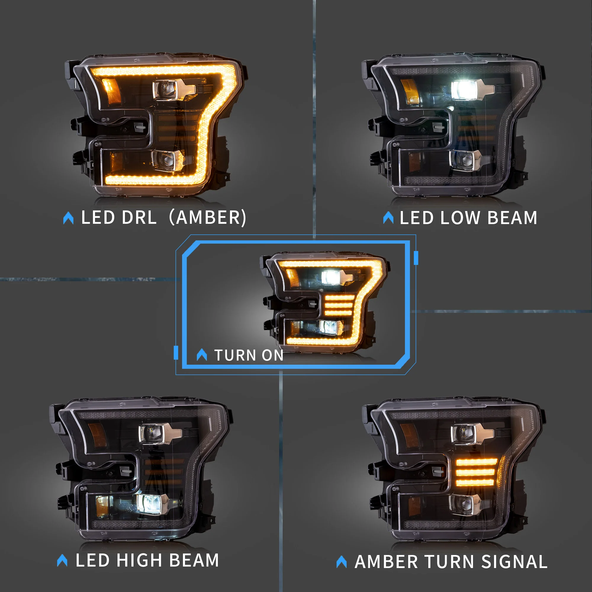 VLAND LED Headlights For 2015-2017 Ford F150 Halogen Models - Image 3
