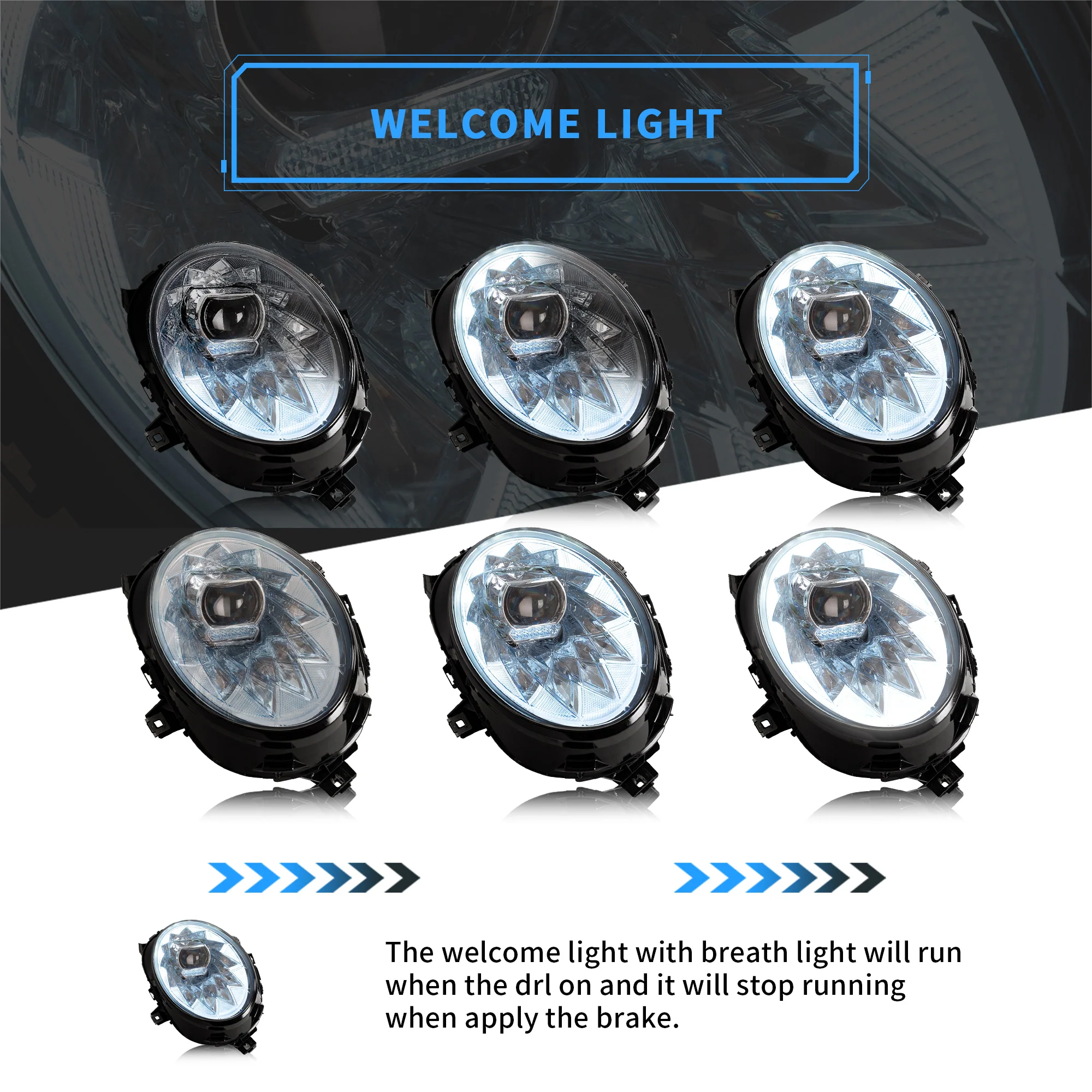 VLAND LED Headlights For 2014-2018 Mini Cooper F56 halogen models - Image 4