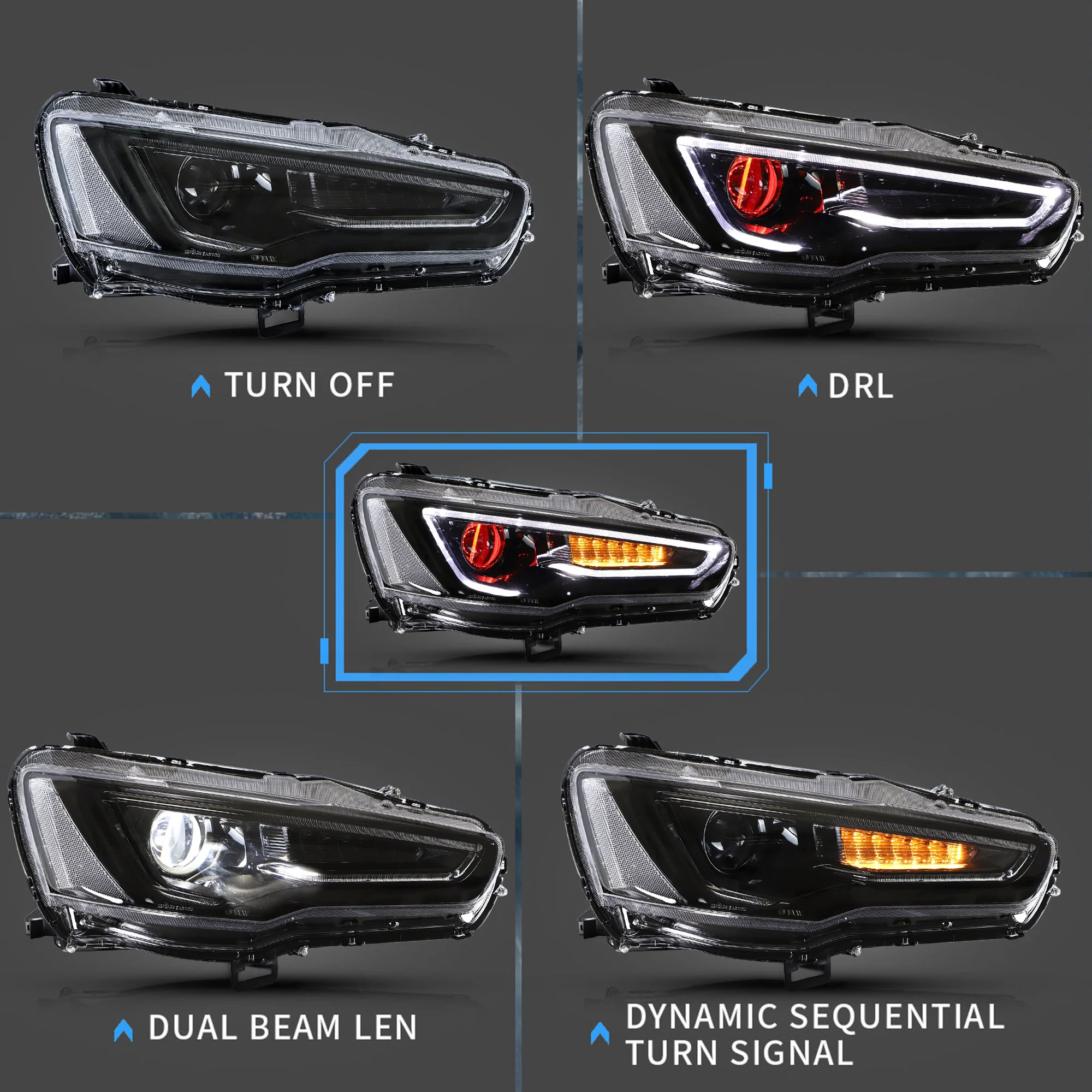 VLAND LED Headlights For 2008-2017 Mitsubishi Lancer /GT/EVO X - Image 3
