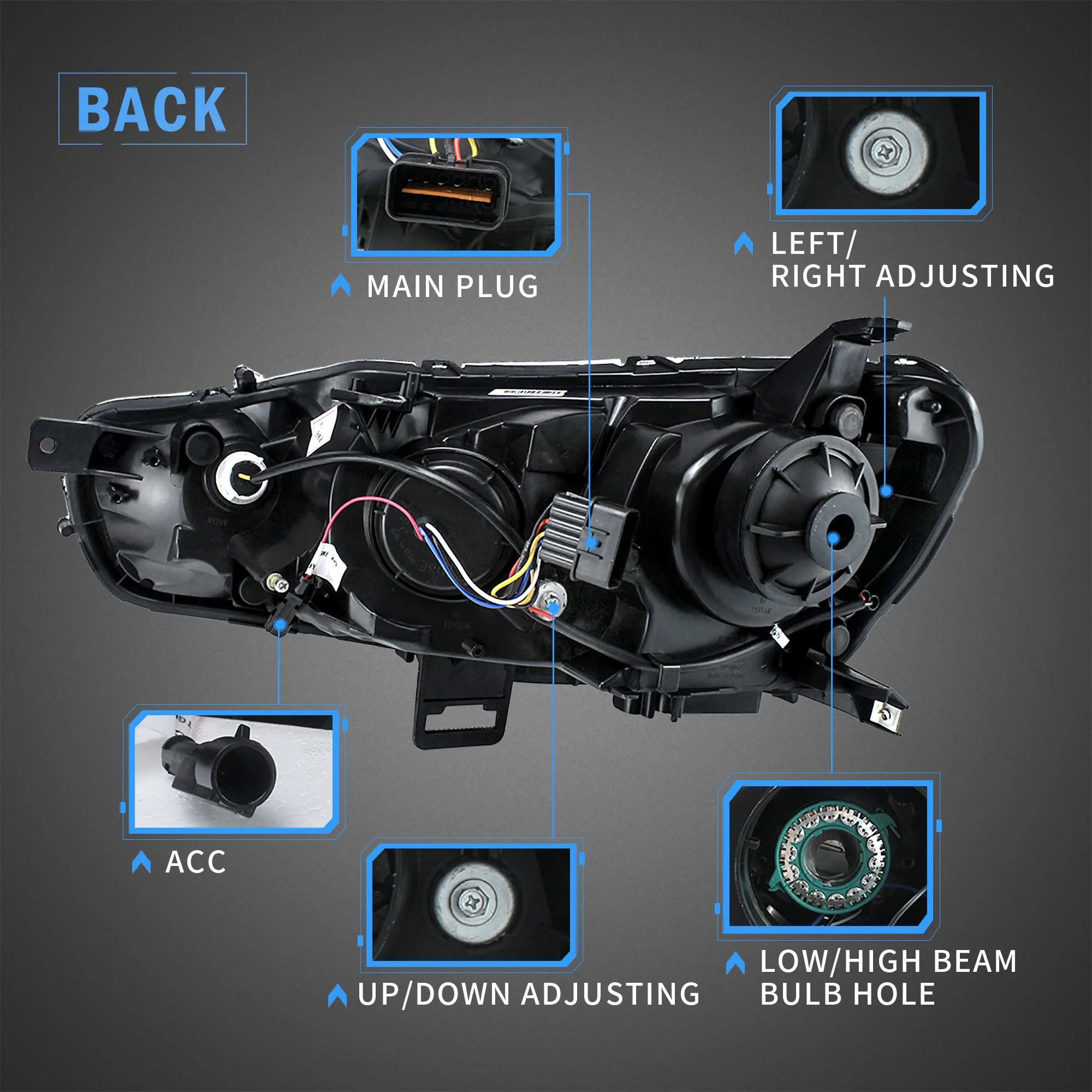 VLAND LED Headlights For 2008-2017 Mitsubishi Lancer /GT/EVO X - Image 5