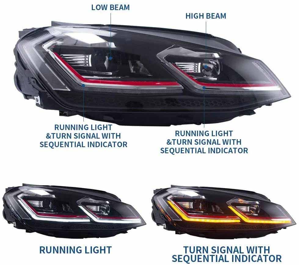 VLAND Full LED Headlights For 2015-2017 Volkswagen Golf MK7 Halogen Models - Image 3