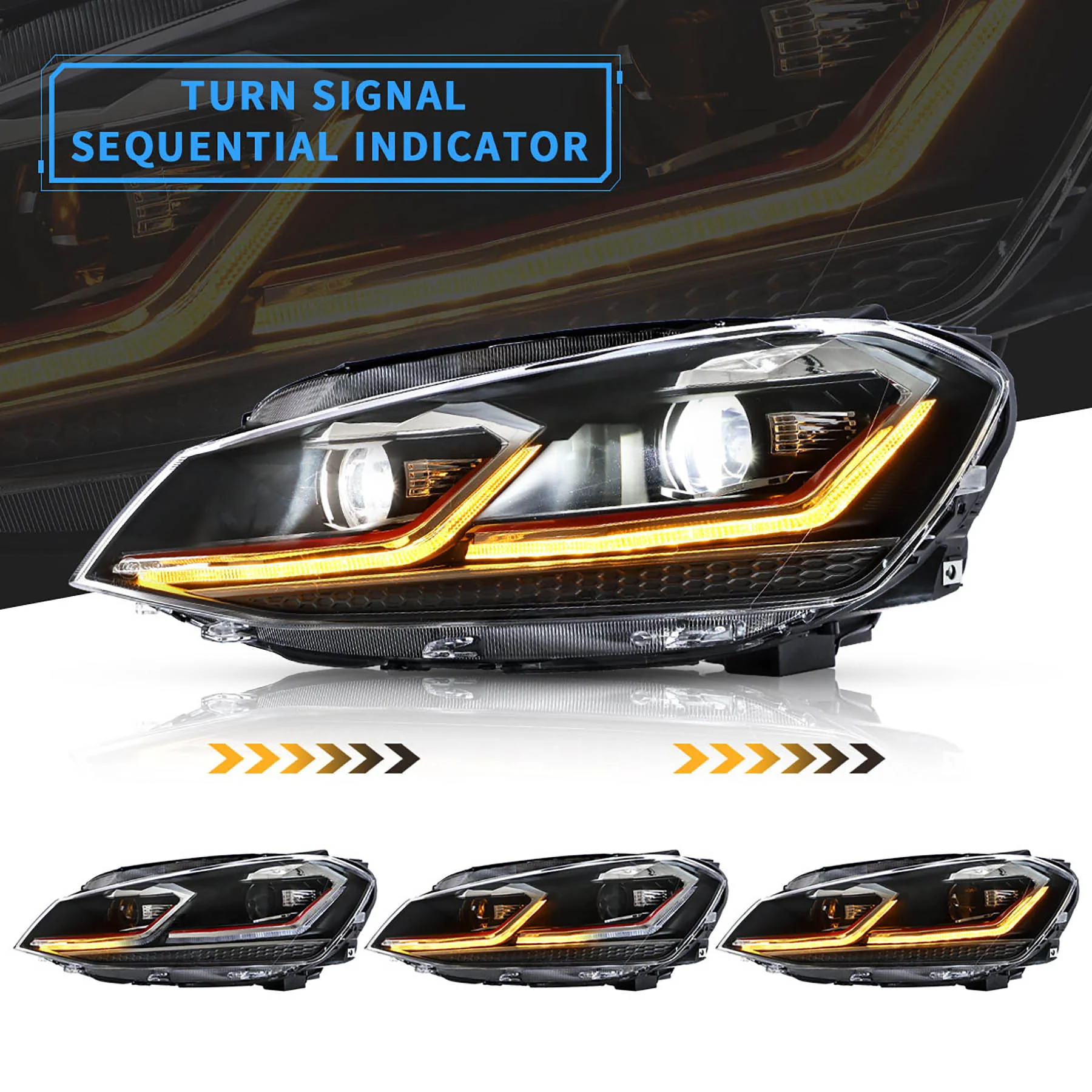 VLAND LED Headlights For 2018-2021 Volkswagen Golf MK7.5 Halogen Models - Image 4