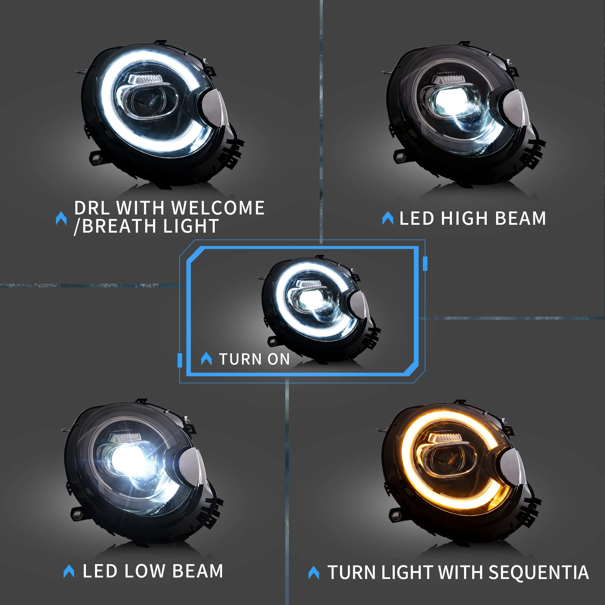 VLAND LED Headlights+Taillights For 2007-2013 Mini Cooper(Hatch) R56 R57 R58 R59 - Image 3