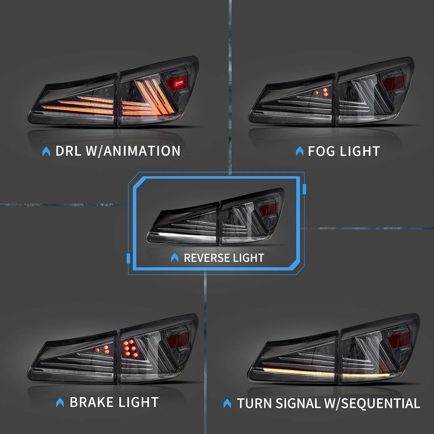 VLAND LED Headlights & Taillights For 2006-2013 Lexus IS250/350/F - Image 7