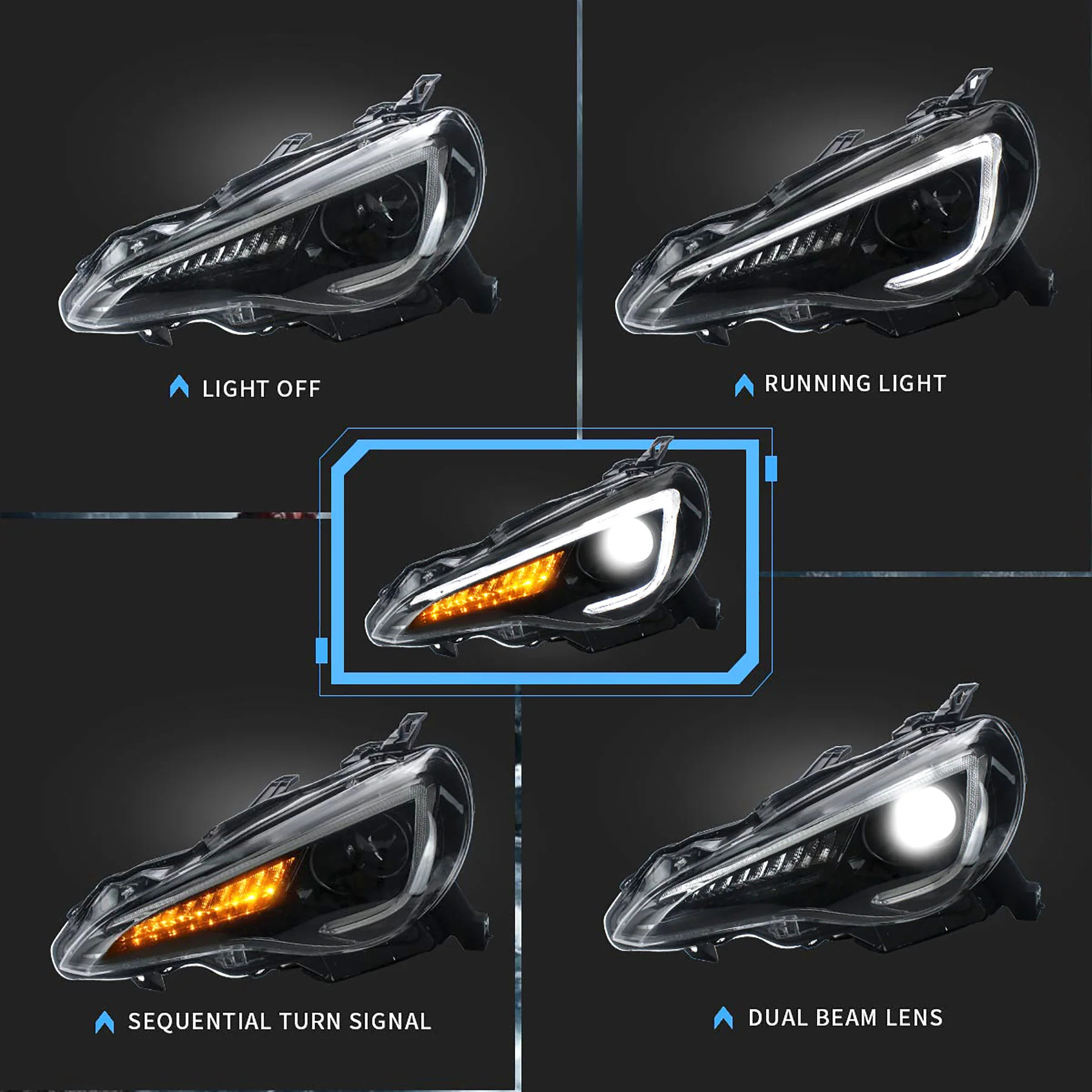 VLAND LED Headlights+Taillights For 2012-2021 Toyota 86 GT86, Subaru BRZ, Scion FRS - Image 3