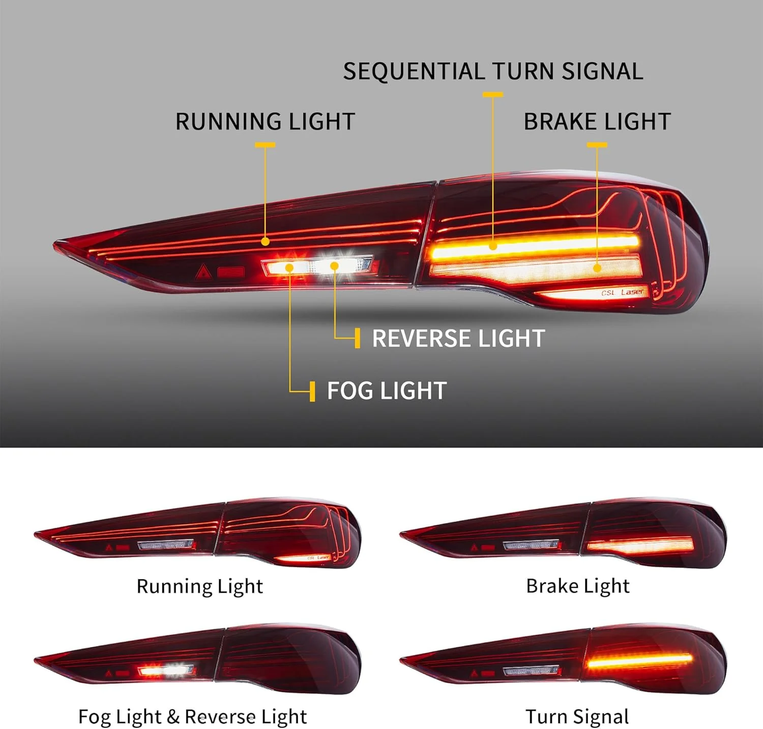 VLAND LED Taillights CSL Style For 2021-2024 BMW 4-Series G22/G23/G26/G82/G83 I4 M4 - Image 3