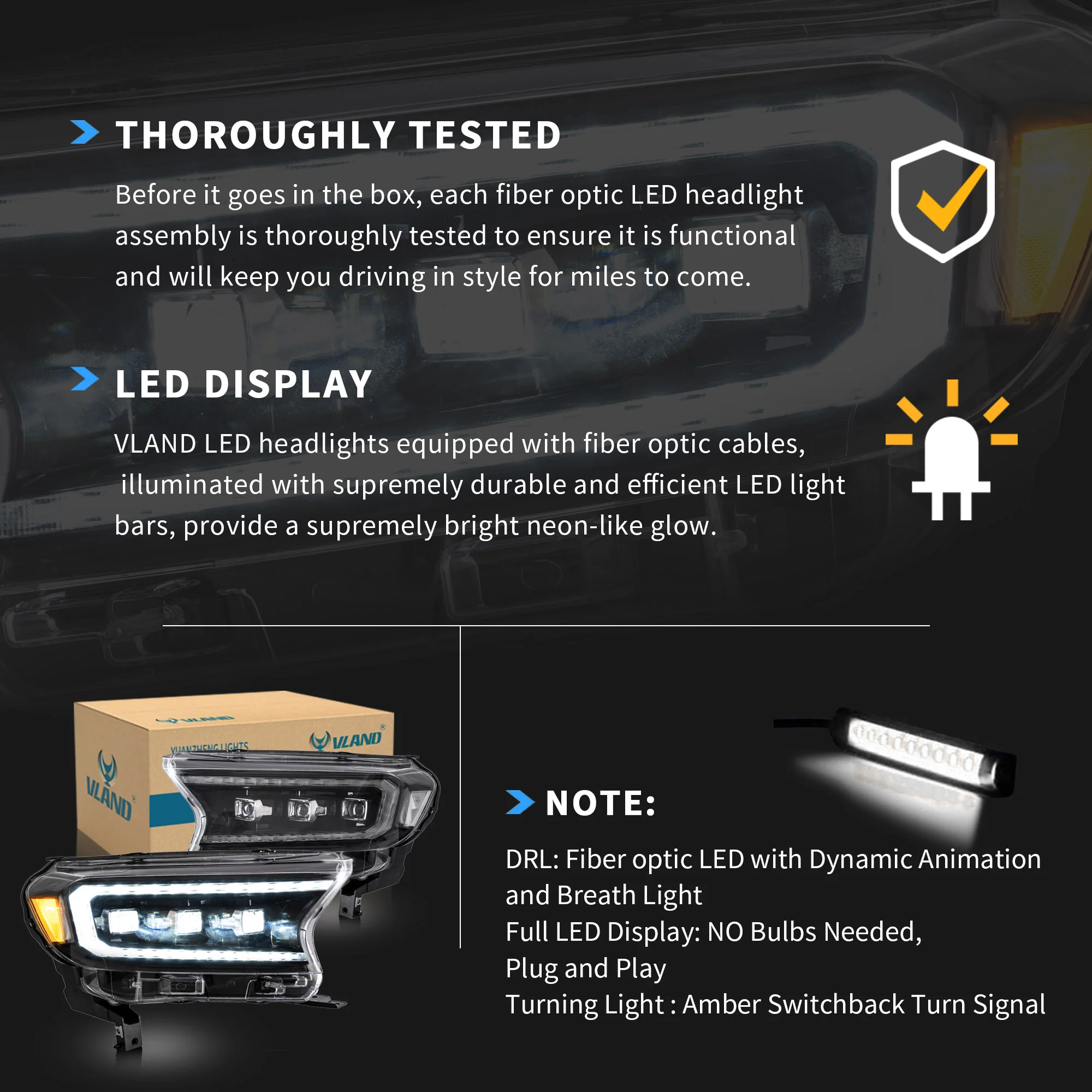 VLAND LED Projector Headlights For 2015-2023 Ford Ranger [International Edition] - Image 11