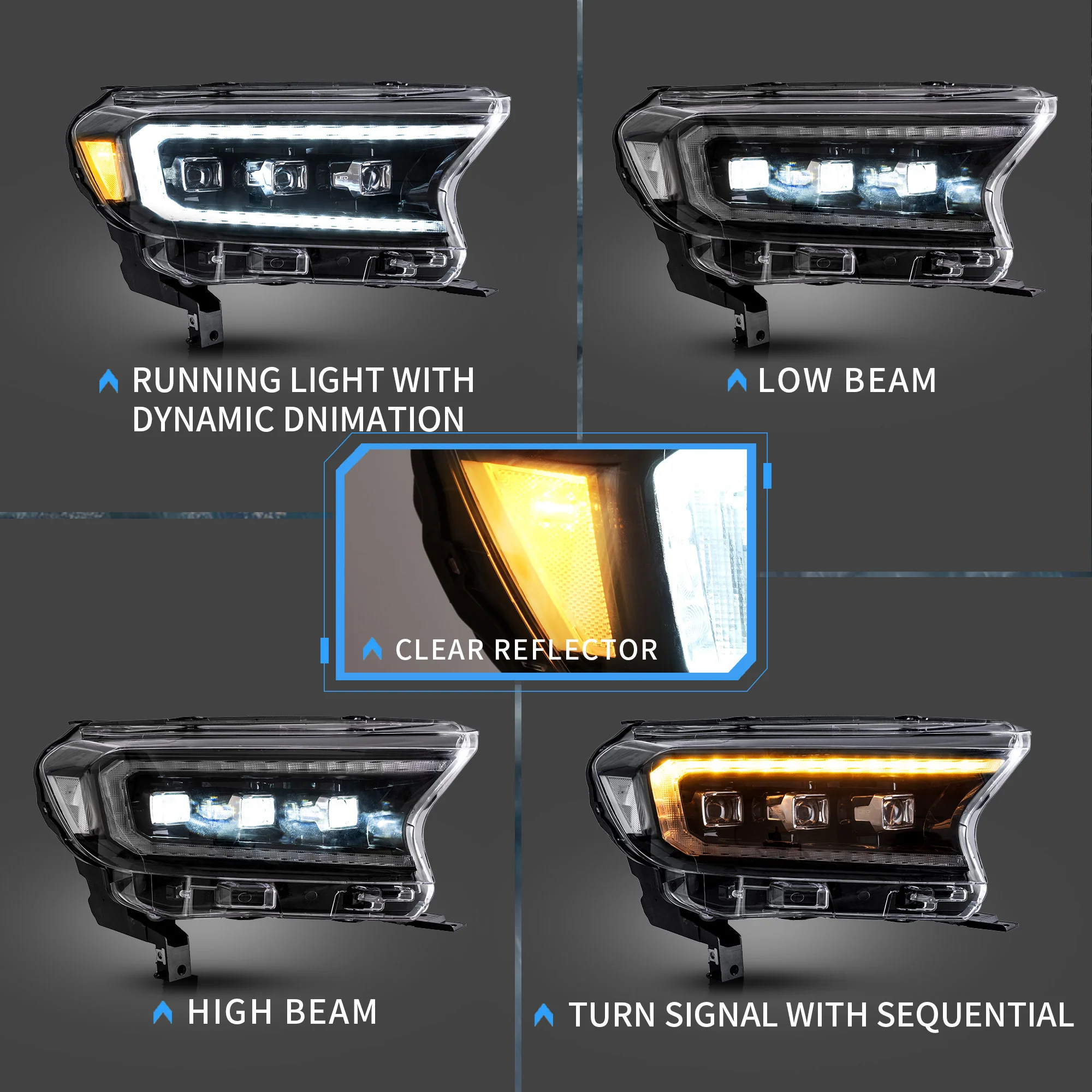 VLAND LED Projector Headlights For 2015-2023 Ford Ranger [International Edition] - Image 3