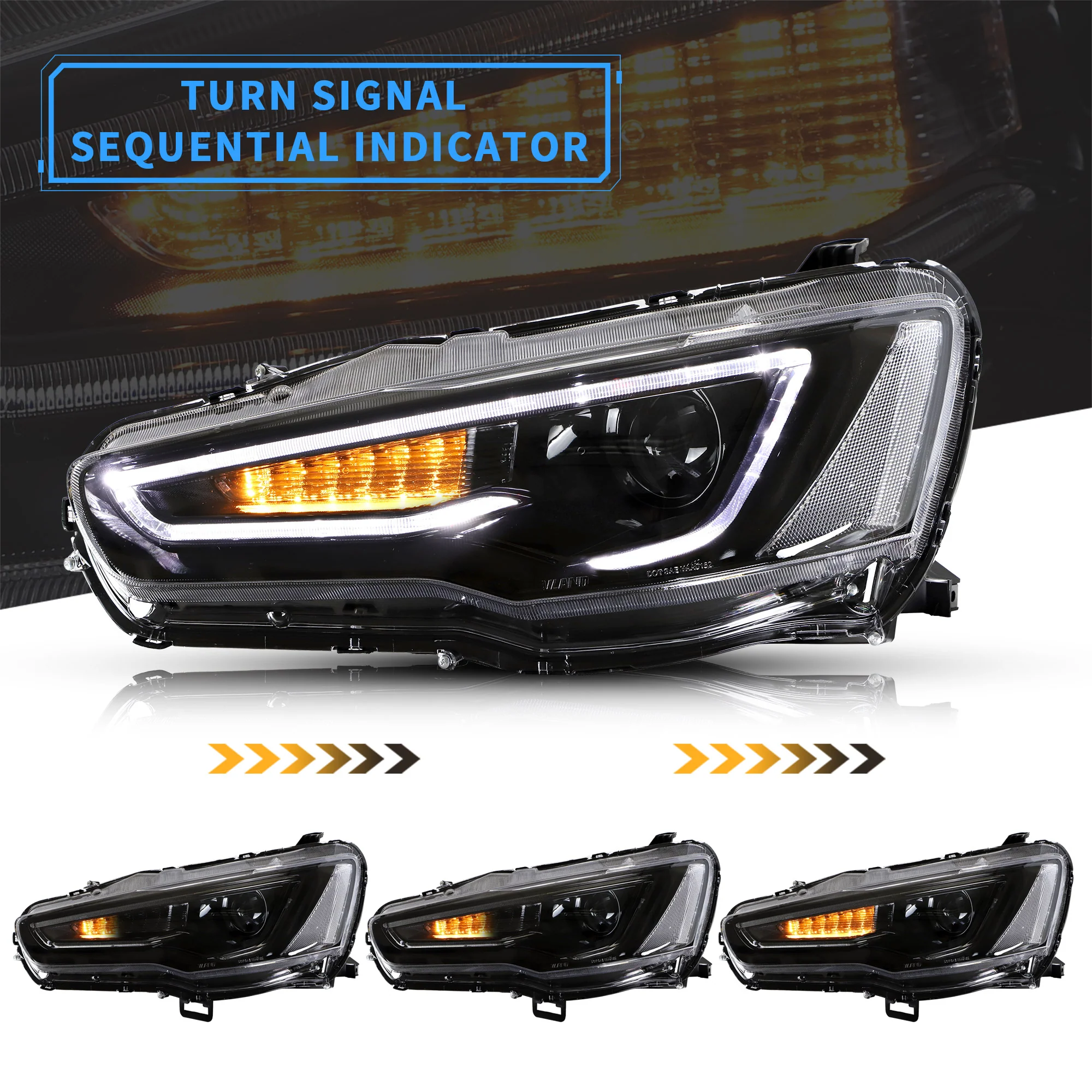 VLAND LED Headlights+Taillights For Mitsubishi Lancer 2008-2017 - Image 3