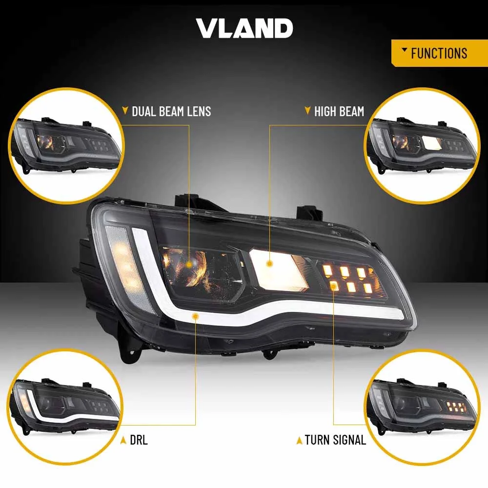 VLAND LED Projector Headlights For 2011–2023 Chrysler 300 - Image 3