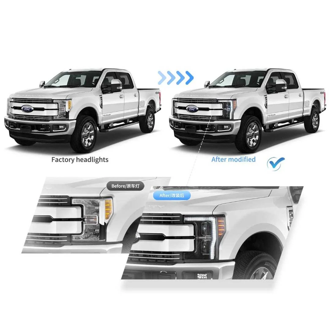 VLAND LED Projector Headlights For 2017-2019 Ford Super Duty F250 F350 F450 F550 - Image 6