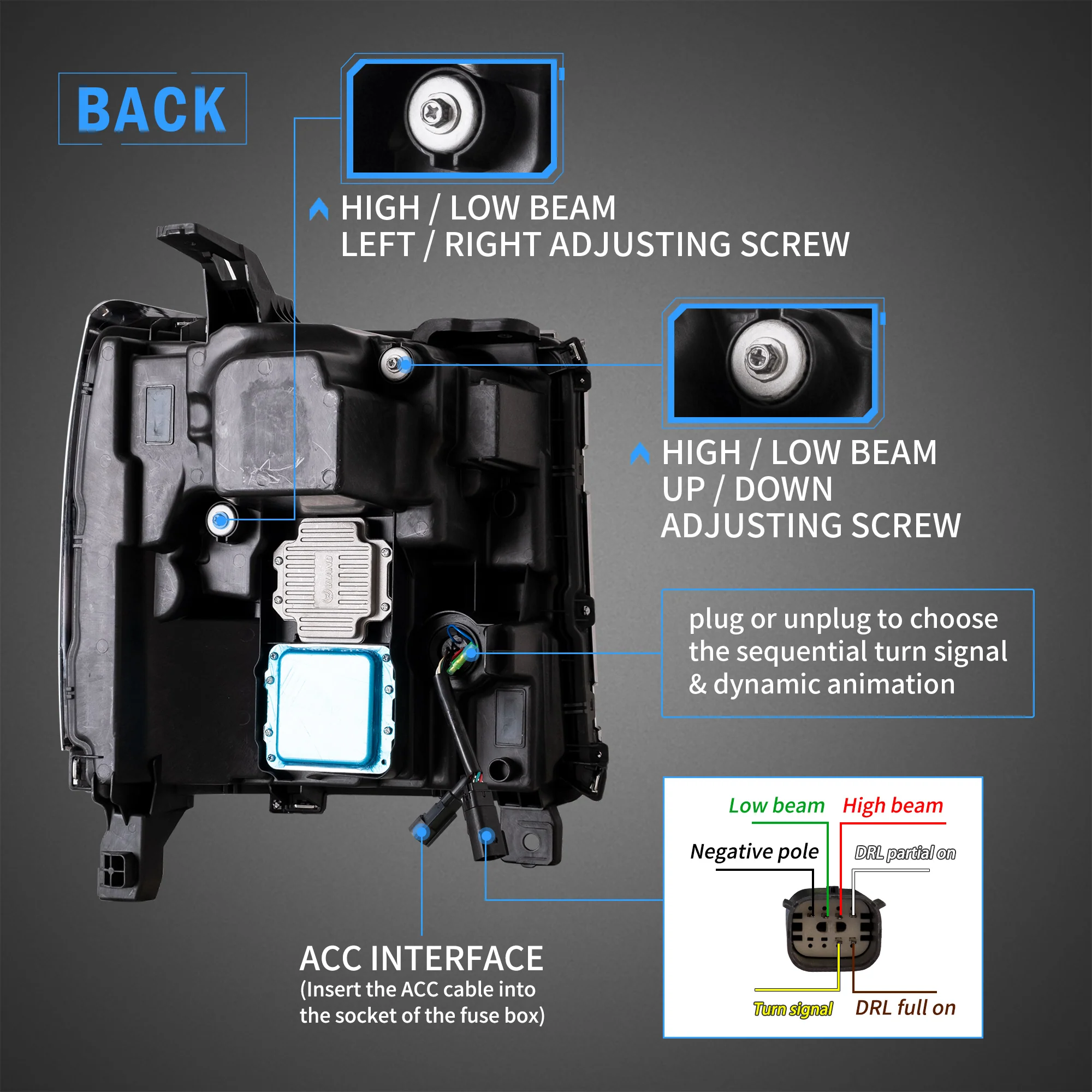 VLAND LED Projector Headlights For 2016-2018 Chevrolet Silverado 1500 - Image 8