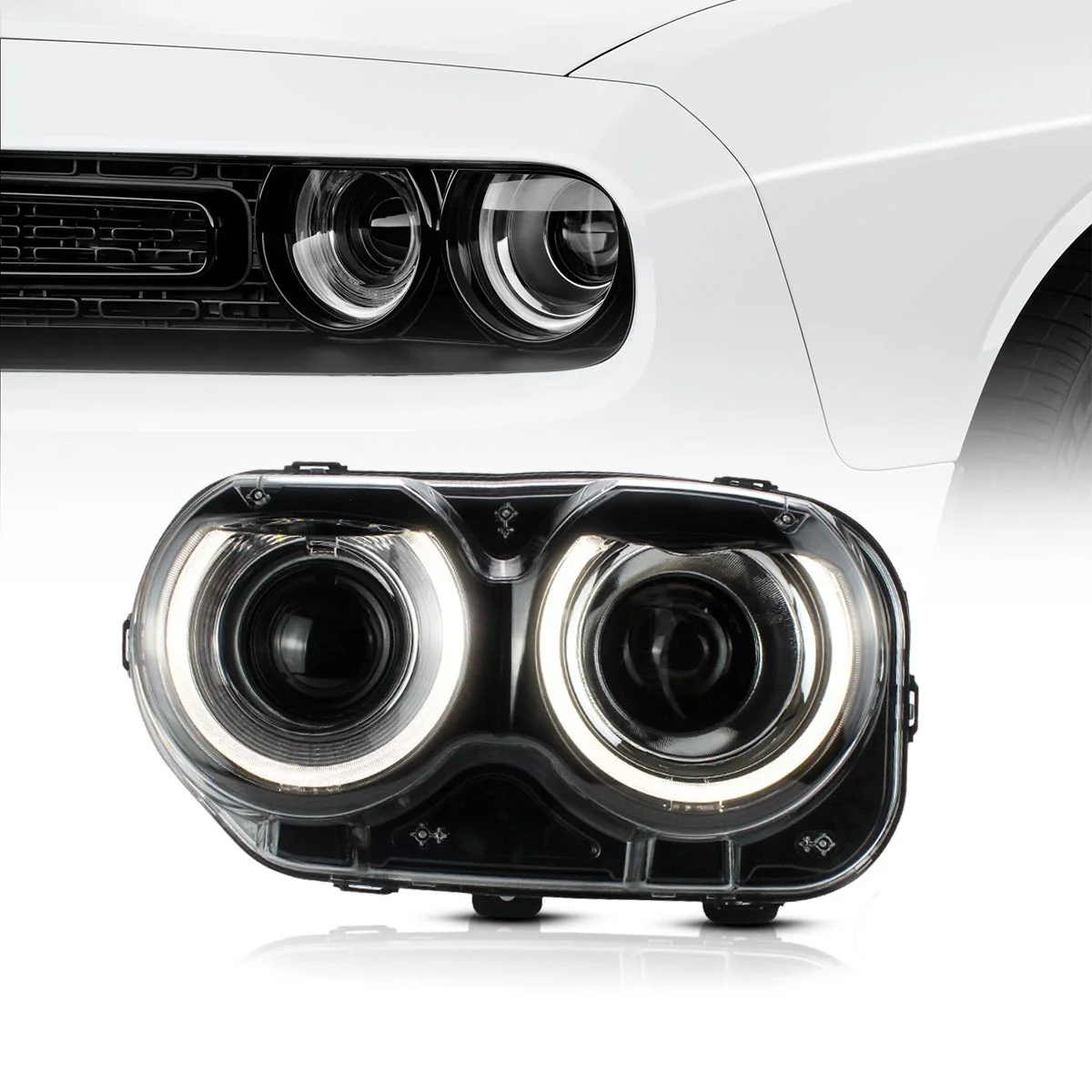 VLAND LED Halo Headlights For 2015-2023 Dodge Challenger Halogen Models - Image 8