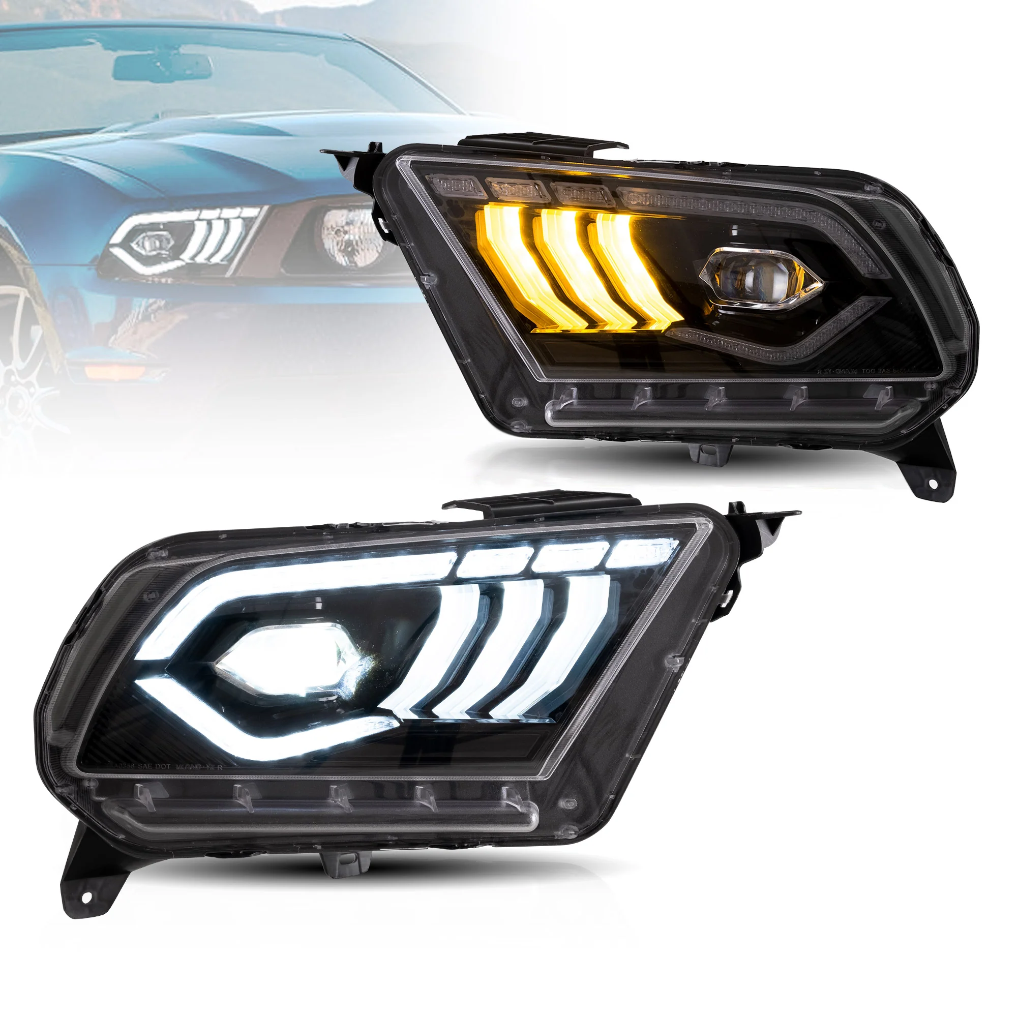 VLAND LED Projector Headlights For 2010-2014 Ford Mustang