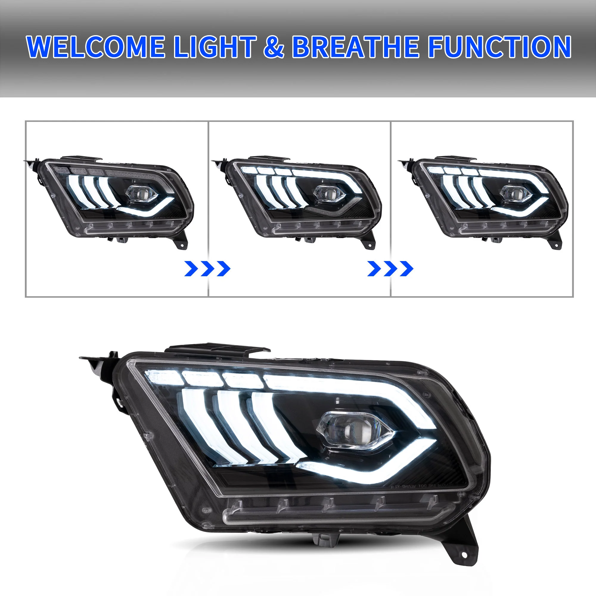 VLAND LED Projector Headlights For 2010-2014 Ford Mustang - Image 4