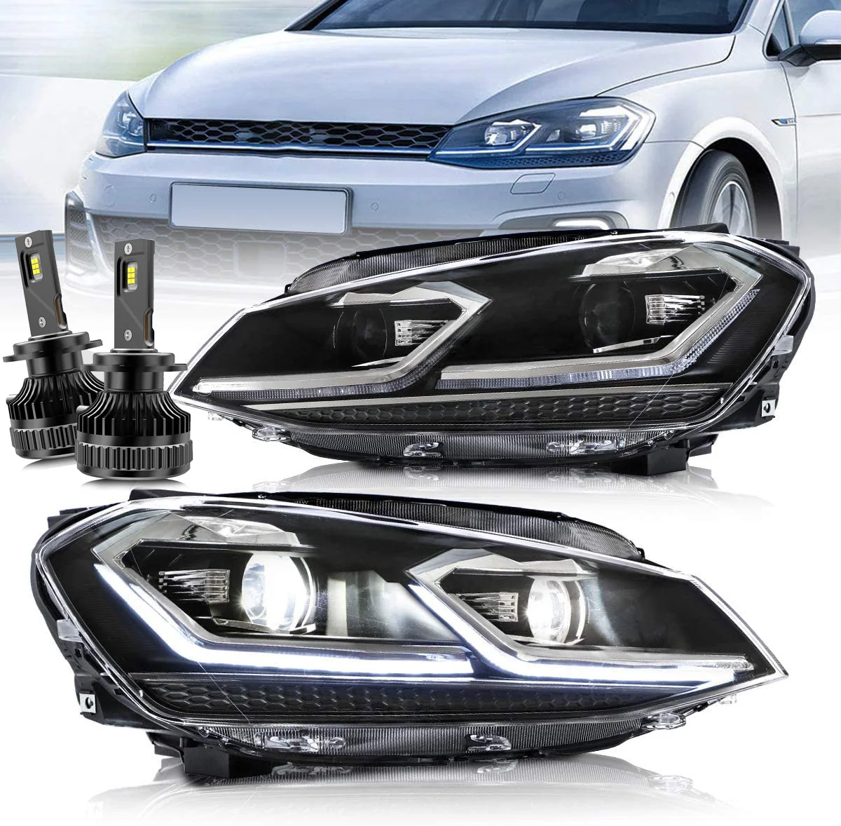 VLAND LED Headlights For 2015-2017 Volkswagen Golf MK7 Halogen Model - Image 9