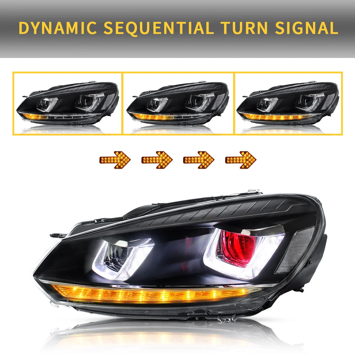 VLAND LED Headlights For 2009-2014 Volkswagen Golf Mk6 Halogen Models - Image 3