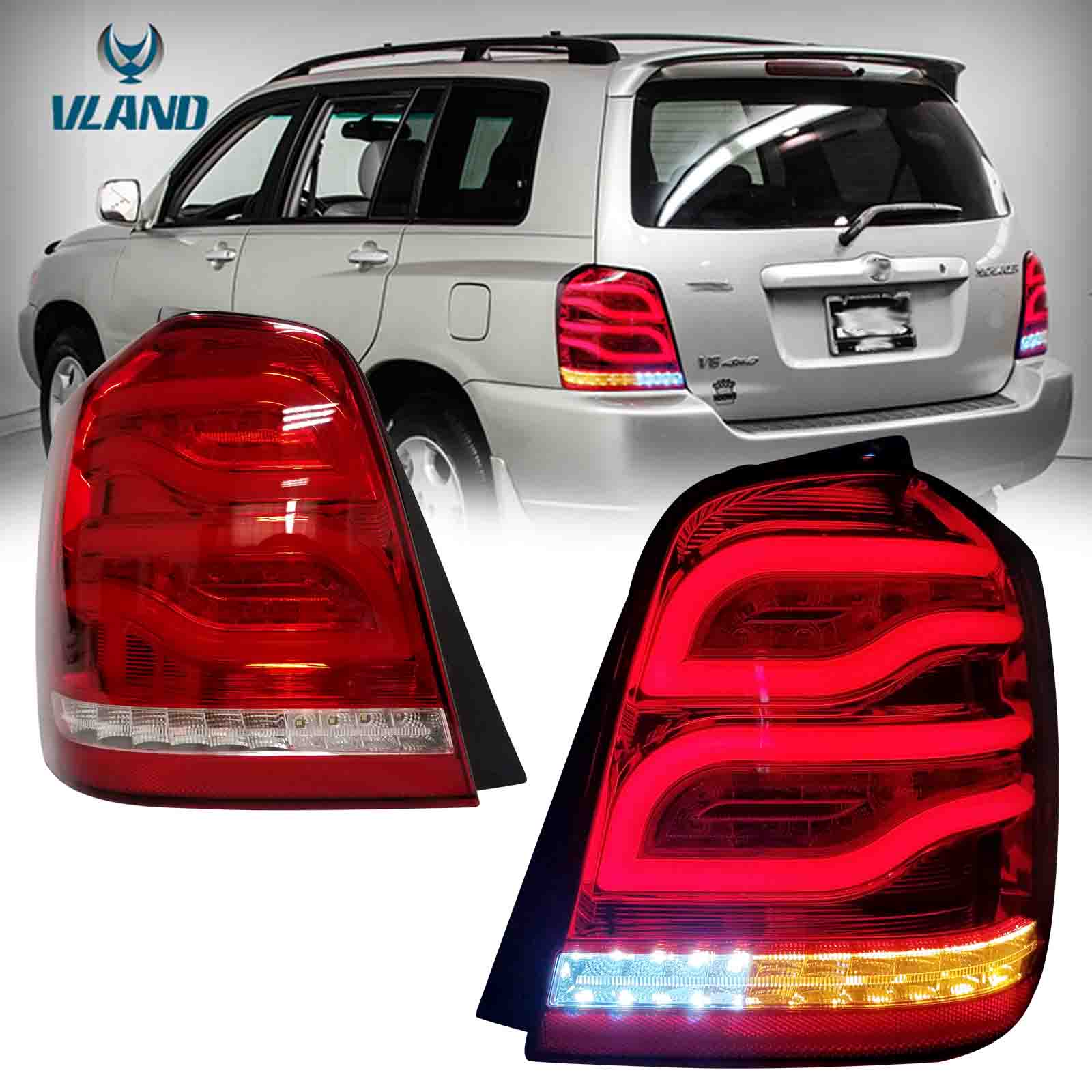 VLAND LED Tail Lights For 2001-2007 Toyota Highlander Rear Lamps Assembly