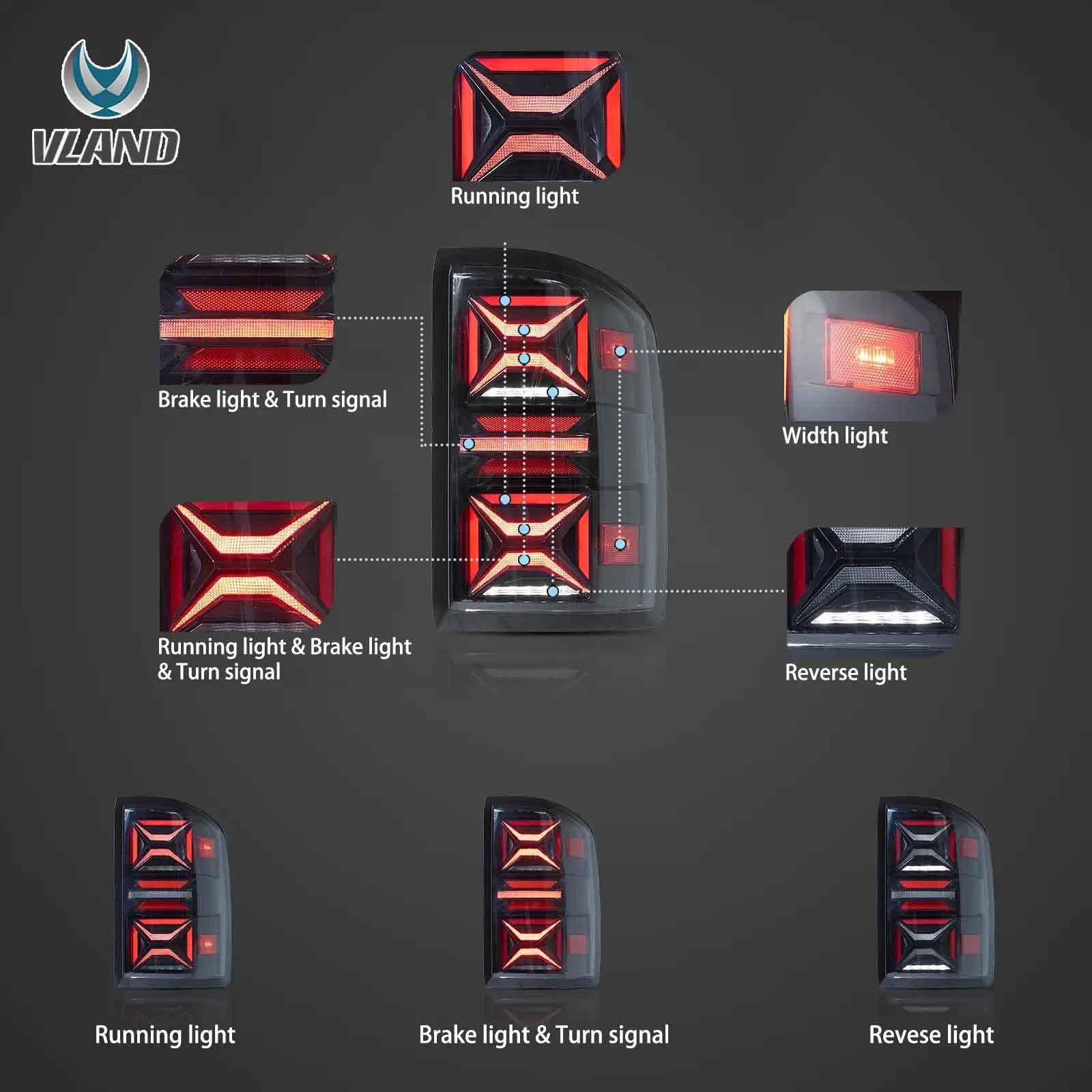 VLAND LED Tail lights For 2007-2013 Chevrolet Silverado 1500 2500HD 3500HD - Image 4