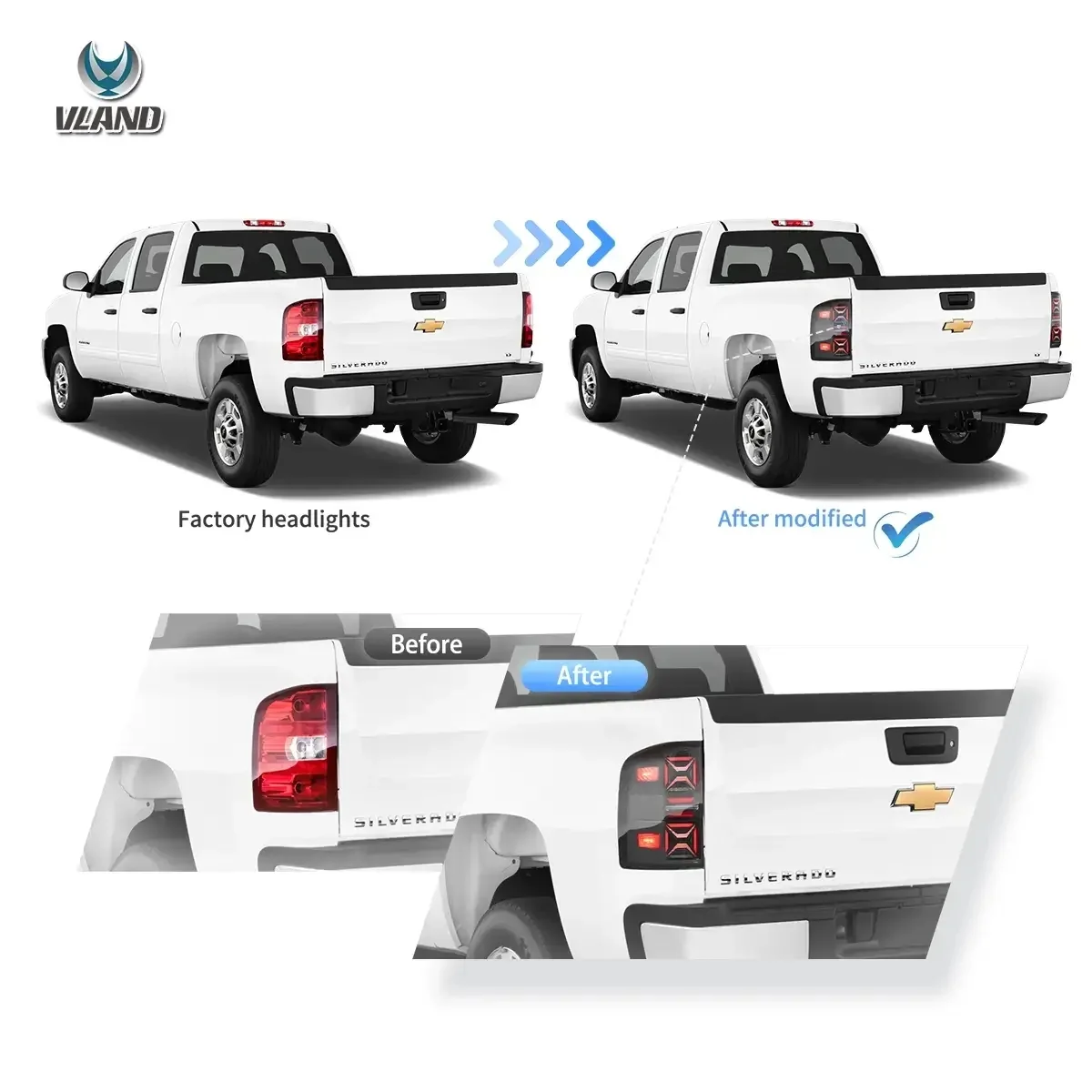 VLAND LED Tail lights For 2007-2013 Chevrolet Silverado 1500 2500HD 3500HD - Image 6