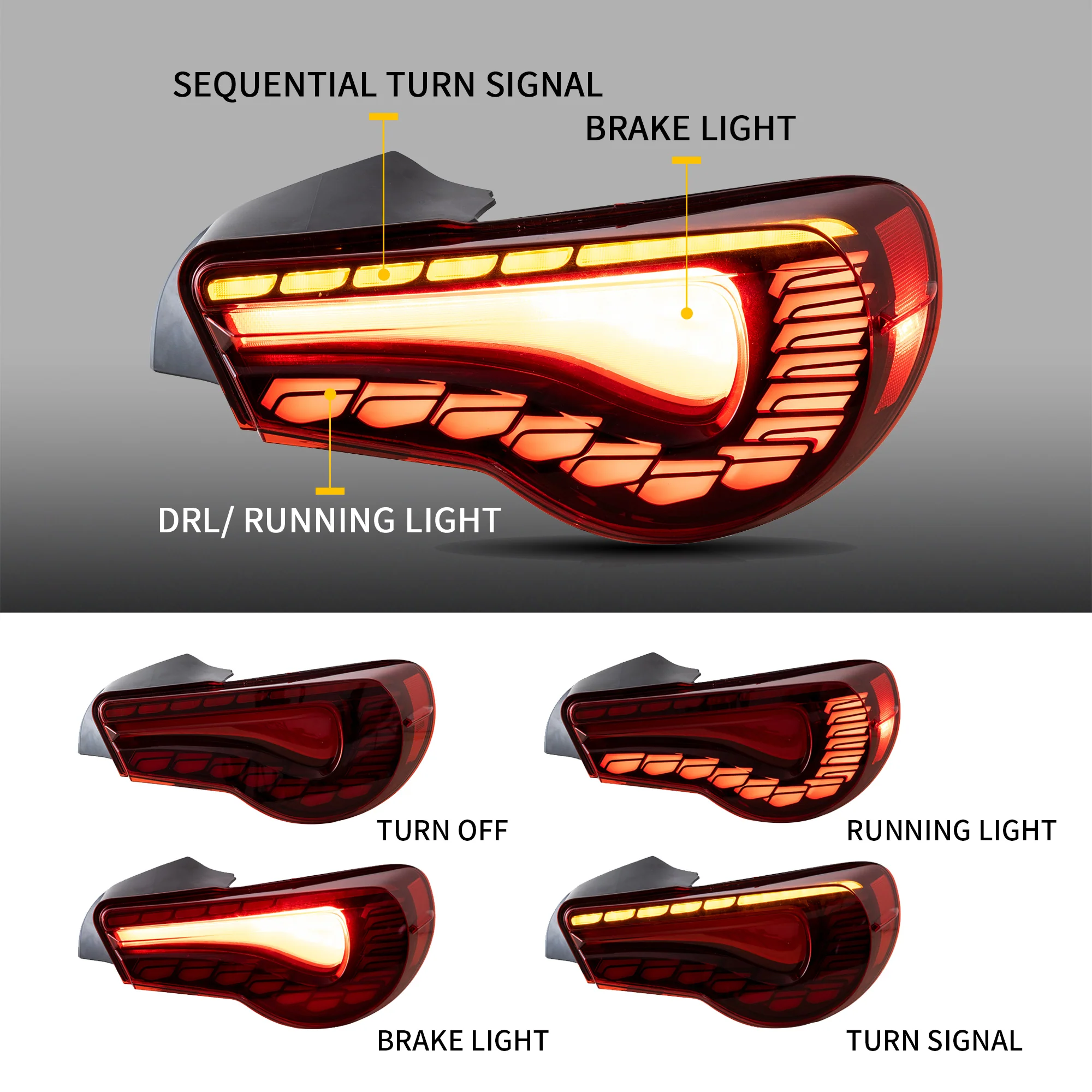 VLAND LED Tail Lights For 2012-2021 Toyota 86 GT86 & Subaru BRZ & Scion FRS Aftermarket Rear Lamps - Image 3