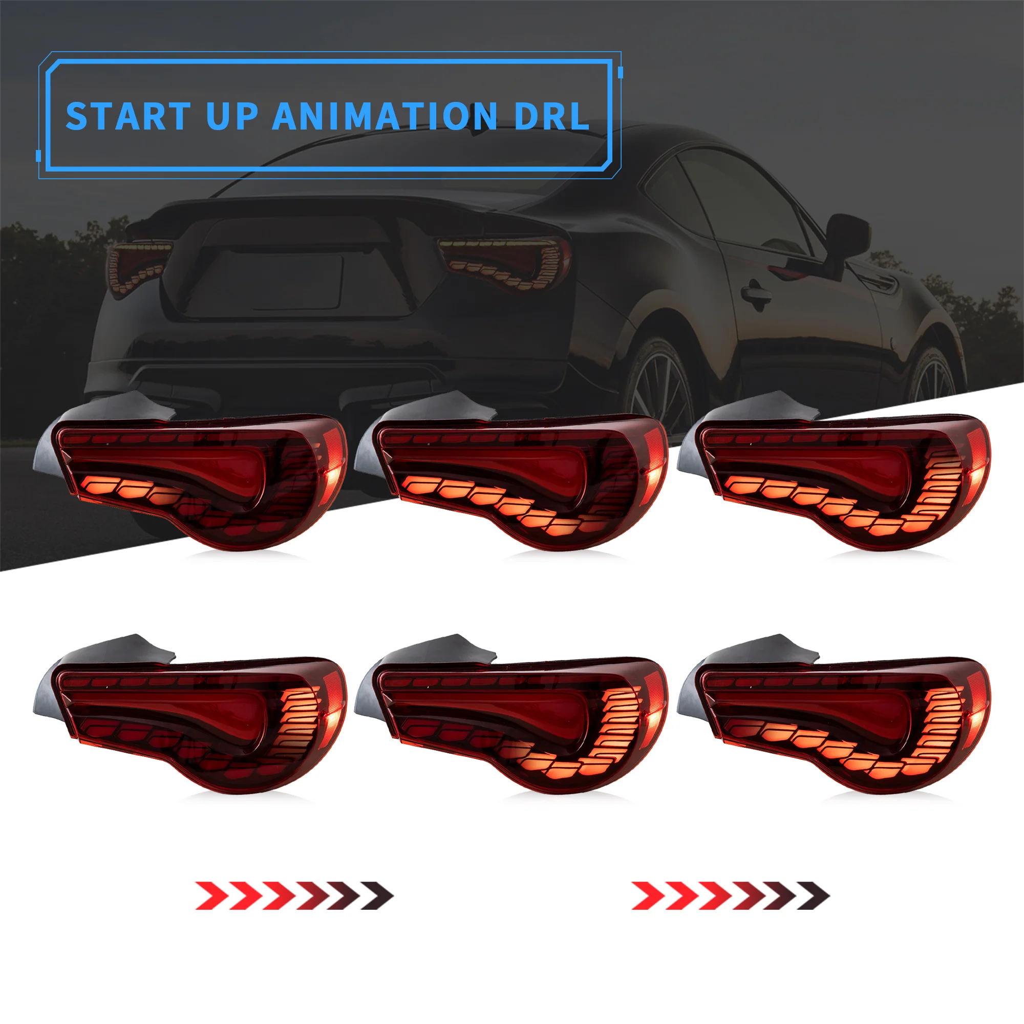 VLAND LED Tail Lights For 2012-2021 Toyota 86 GT86 & Subaru BRZ & Scion FRS Aftermarket Rear Lamps - Image 5