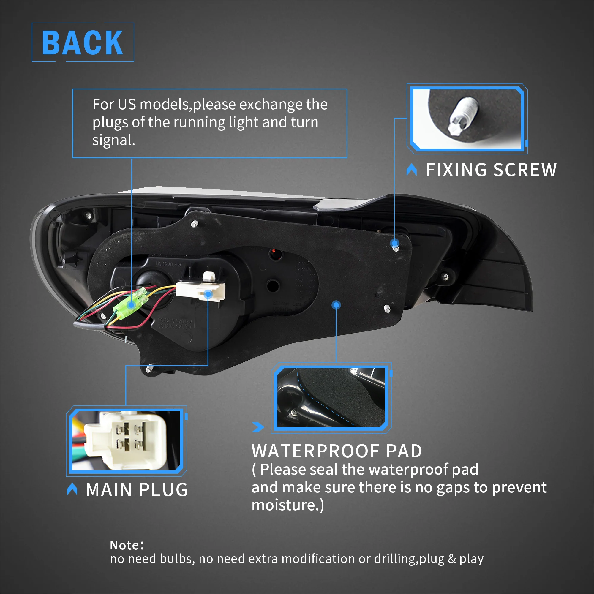 VLAND LED Tail Lights For 2012-2021 Toyota 86 GT86 & Subaru BRZ & Scion FRS Aftermarket Rear Lamps - Image 6