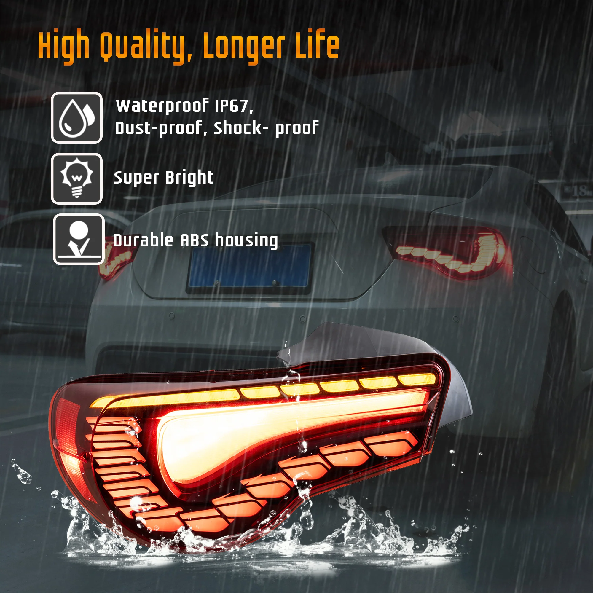 VLAND LED Tail Lights For 2012-2021 Toyota 86 GT86 & Subaru BRZ & Scion FRS Aftermarket Rear Lamps - Image 8