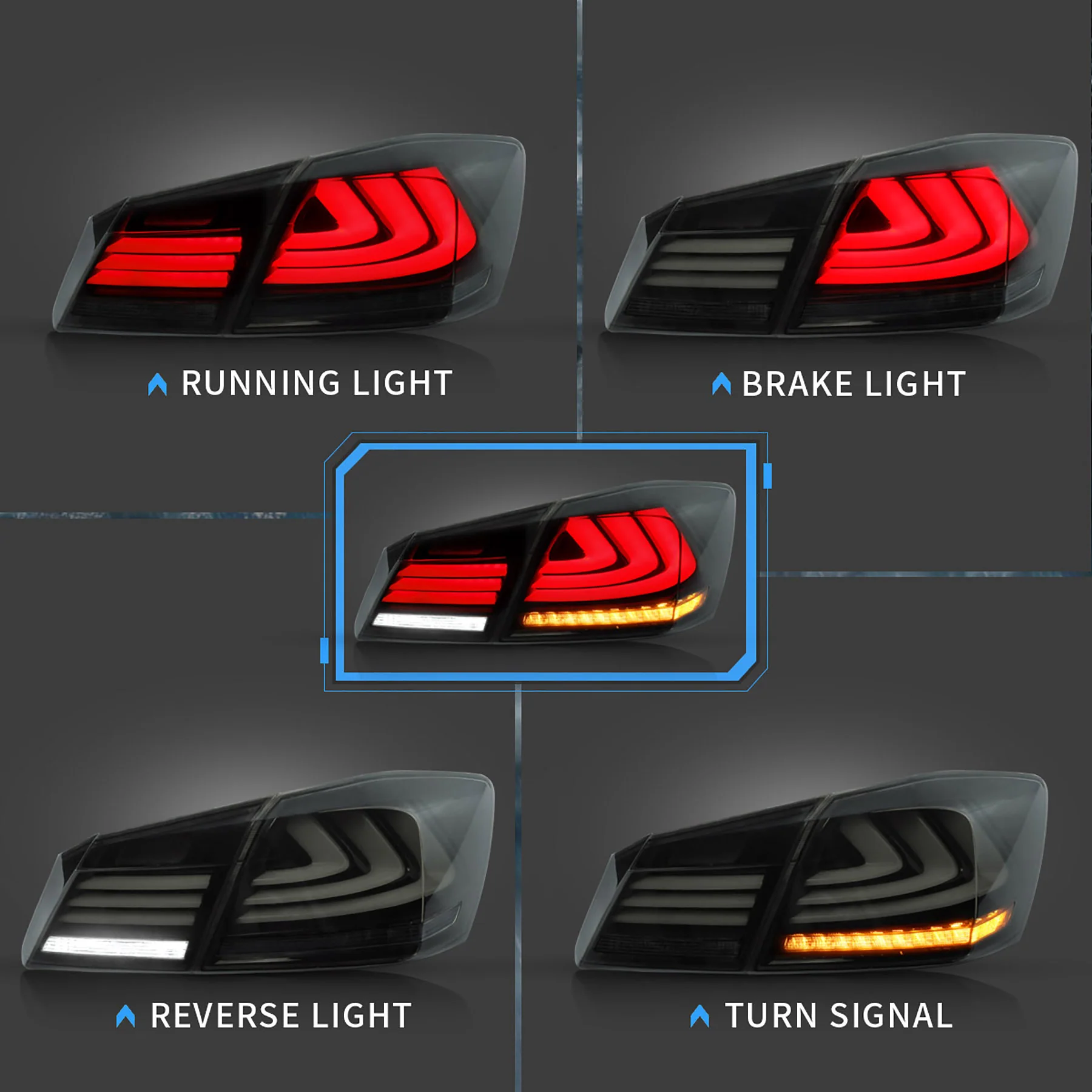 VLAND LED tail lights for 2013-2015 honda accord rear lamp assembly - Image 5