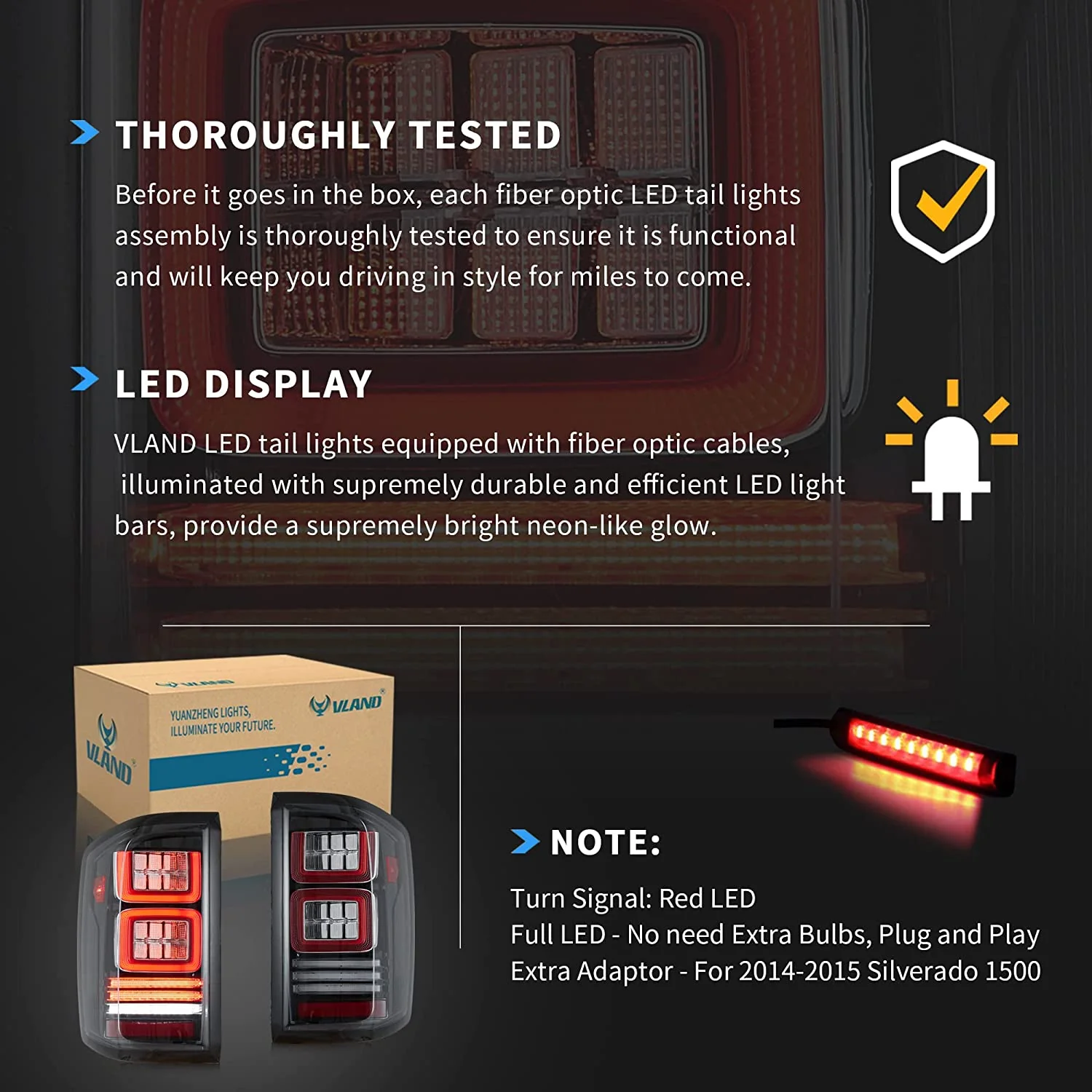 VLAND LED Tail lights For 2014-2018 Chevrolet Silverado 1500 2500HD 3500HD - Image 8