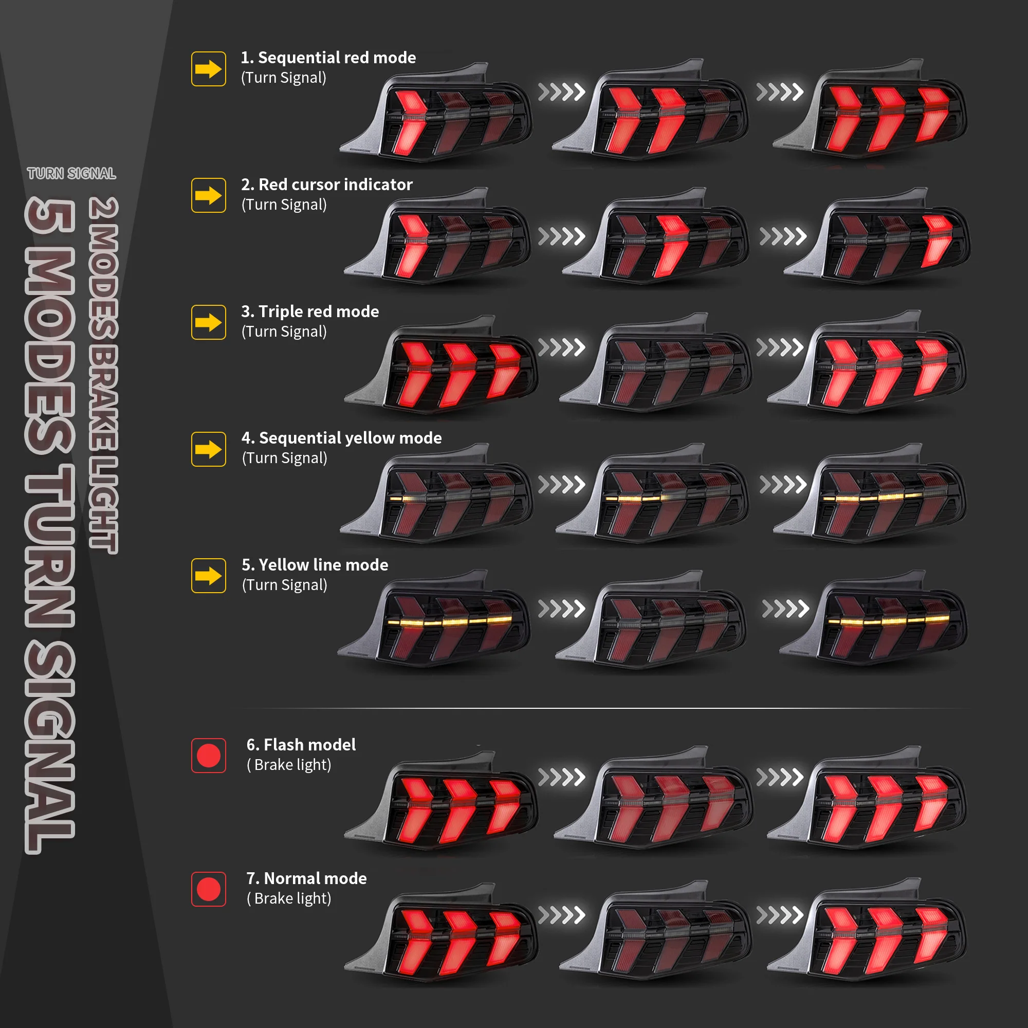 VLAND LED Taillights For 2010 2011 2012 Ford Mustang - Image 3