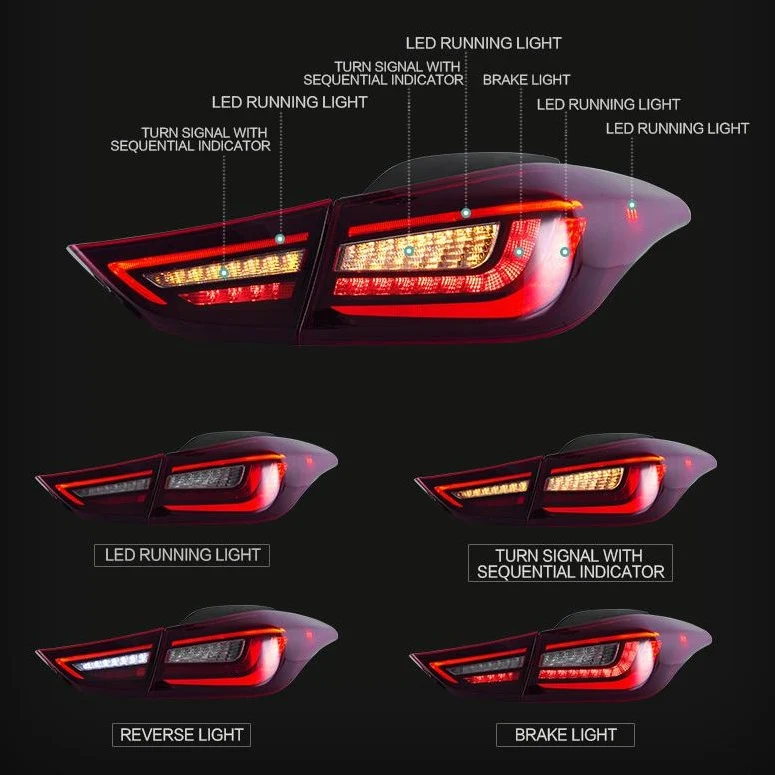 VLAND Led Rear Lamps For 2011-2015 Hyundai Elantra Sedan & Coupe Aftermarket Tail Lights - Image 6