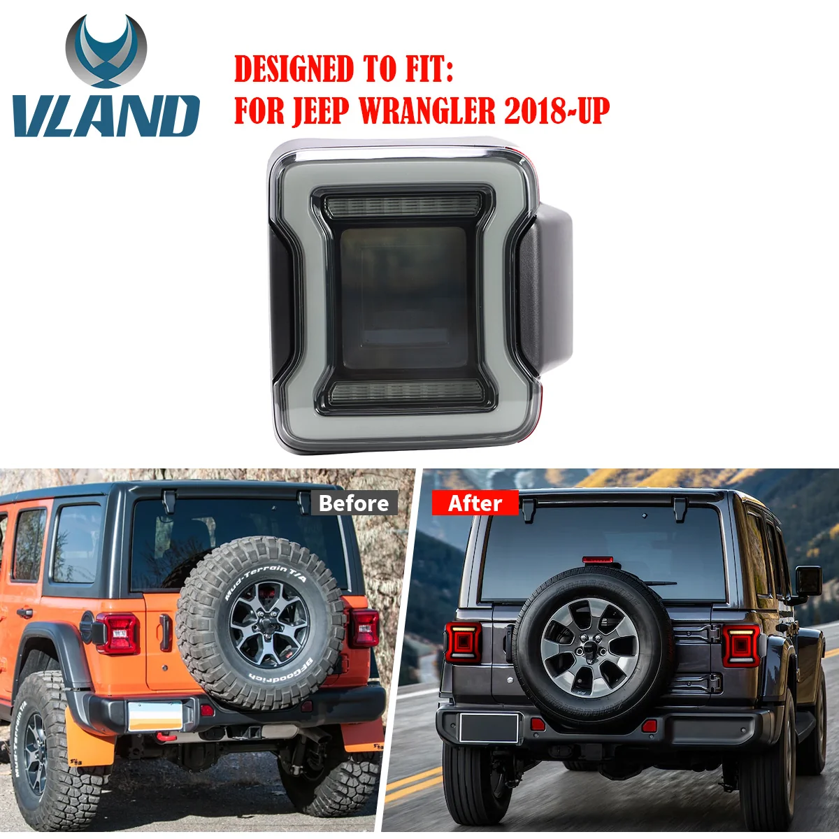 VLAND LED Taillights For Jeep Wrangler JL 2018-2023 Aftermarket rear lamps - Image 7