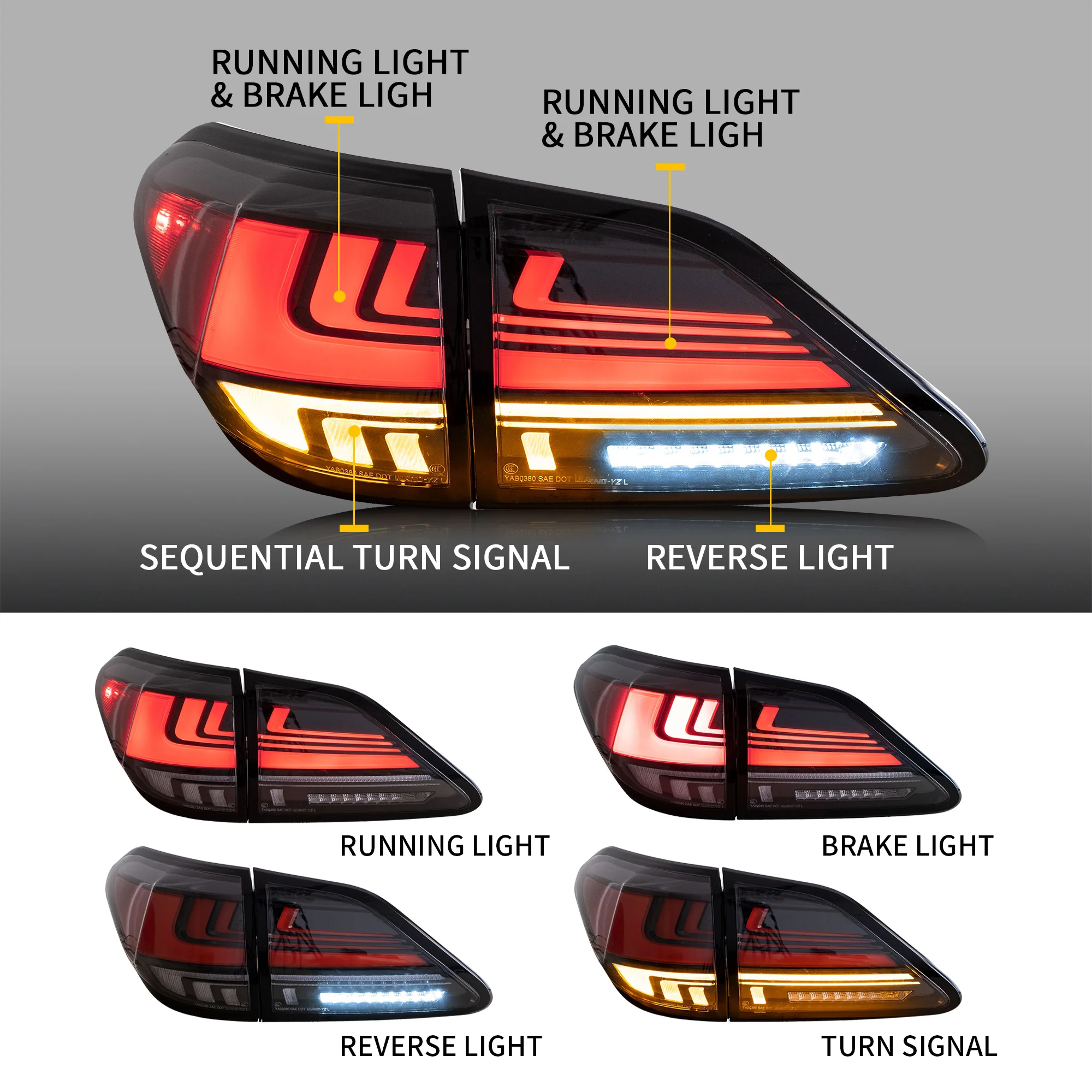 VLAND LED Taillights For 2010-2015 Lexus RX 350 450h 270 - Image 3