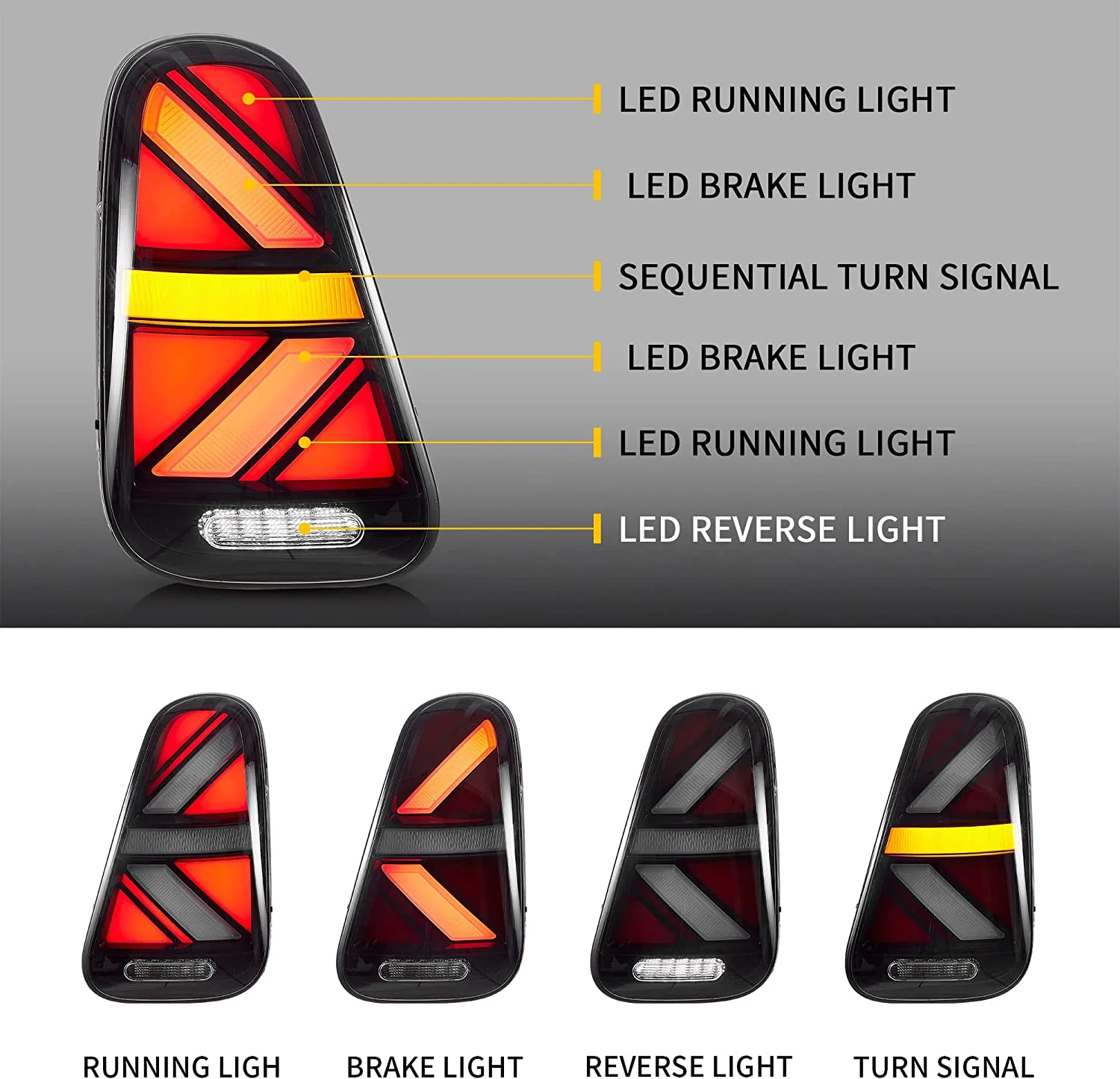 VLAND LED Tail Lights For Mini Cooper R50 R52 R53 2001-2006 [Mini Hatch/Cabrio] Rear Lamps - Image 3