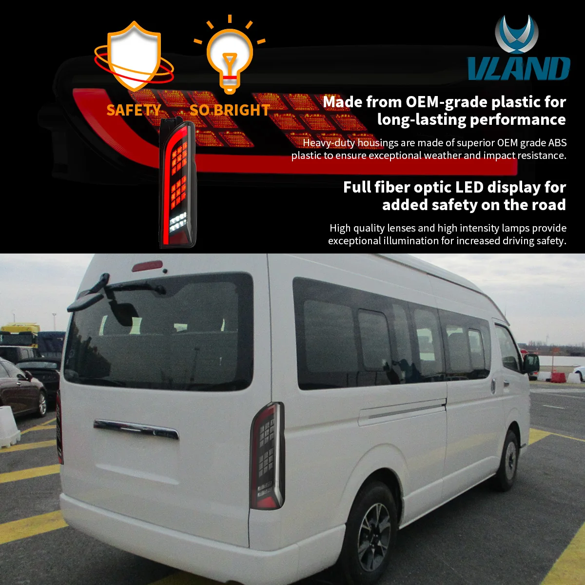 VLAND LED Tail Lights For Toyota Hiace 2005-2019 Aftermarket Rear Lamps - Image 6